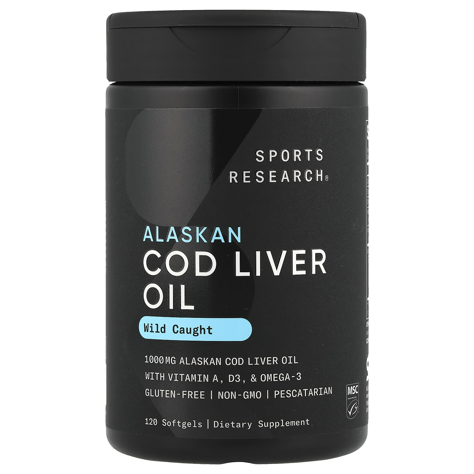 Sports Research, Alaskan Cod Liver Oil, 120 Softgels - Image 1