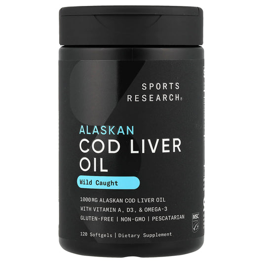 Sports Research, Alaskan Cod Liver Oil, 120 Softgels - Image 1