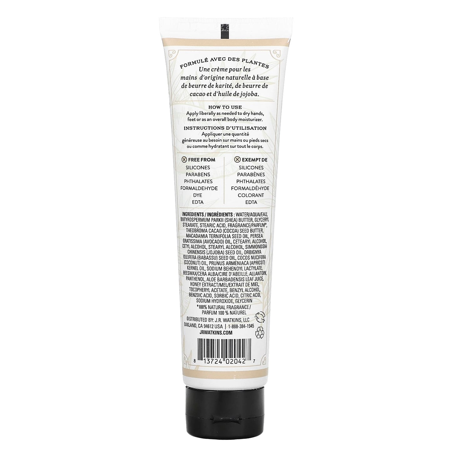 Nourishing Coconut & Honey Hand Cream by J R Watkins (3.3 oz) - Image 2