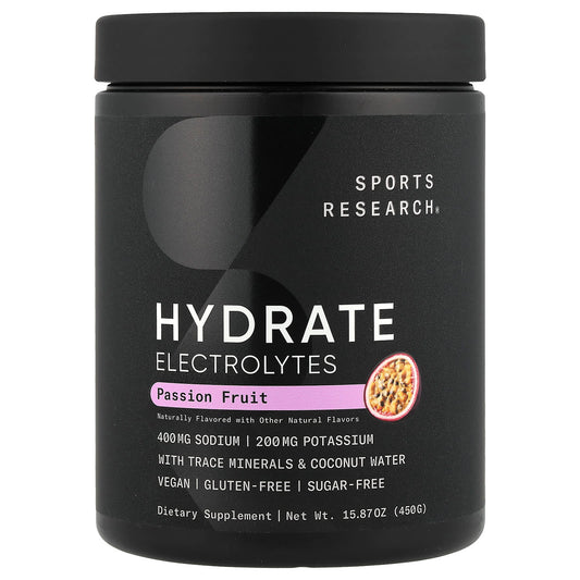 Sports Research, Hydrate Electrolytes, Passion Fruit, 15.87 oz (450 g) - Image 1