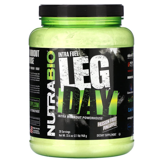 NutraBio, Intra Fuel, Leg Day, Passion Fruit Pineapple, 2.1 lb (948 g) - Image 1