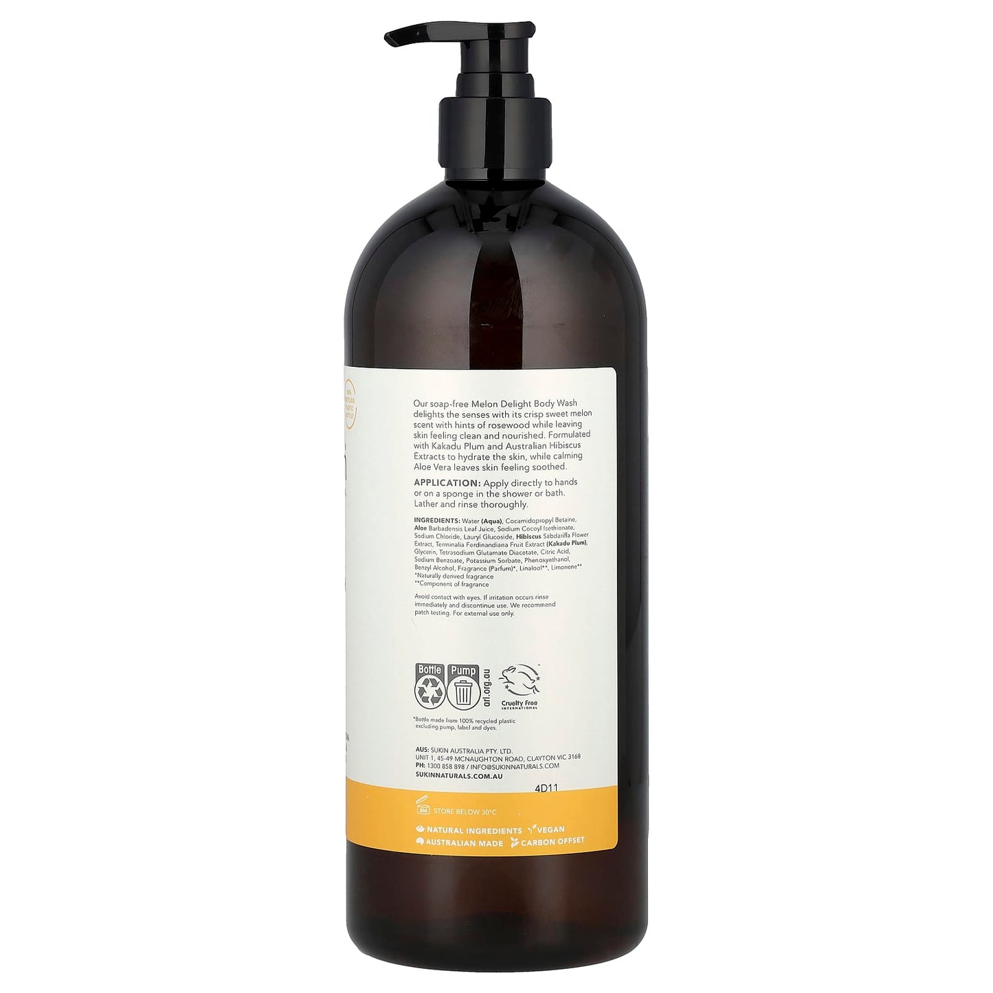 Sukin, Botanical Body Wash, All Skin Types, Melon Delight, 33.82 fl oz (1 l) - Image 2