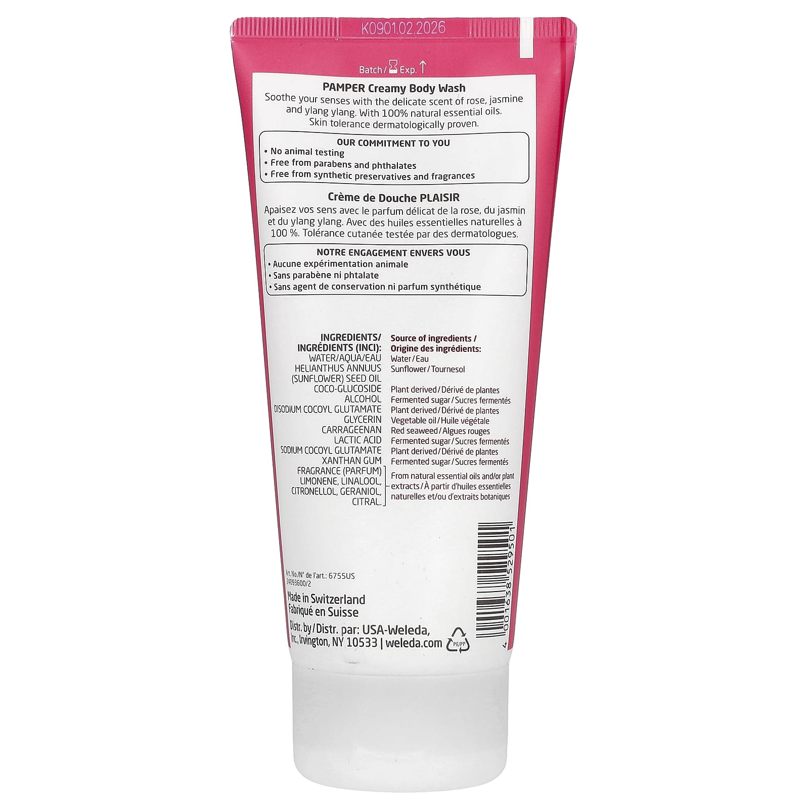 Weleda, Pamper, Creamy Body Wash, Rose + Jasmine + Ylang Ylang Extracts, 6.8 fl oz (200 ml) - Image 2