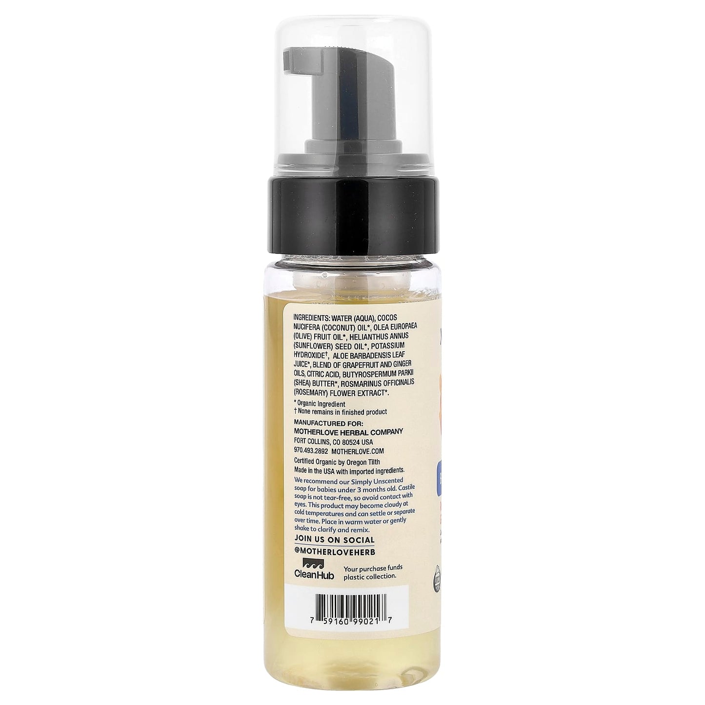 Motherlove, Baby & All Soap, Refreshing Ginger Grapefruit , 5.7 fl oz (168 ml) - Image 2