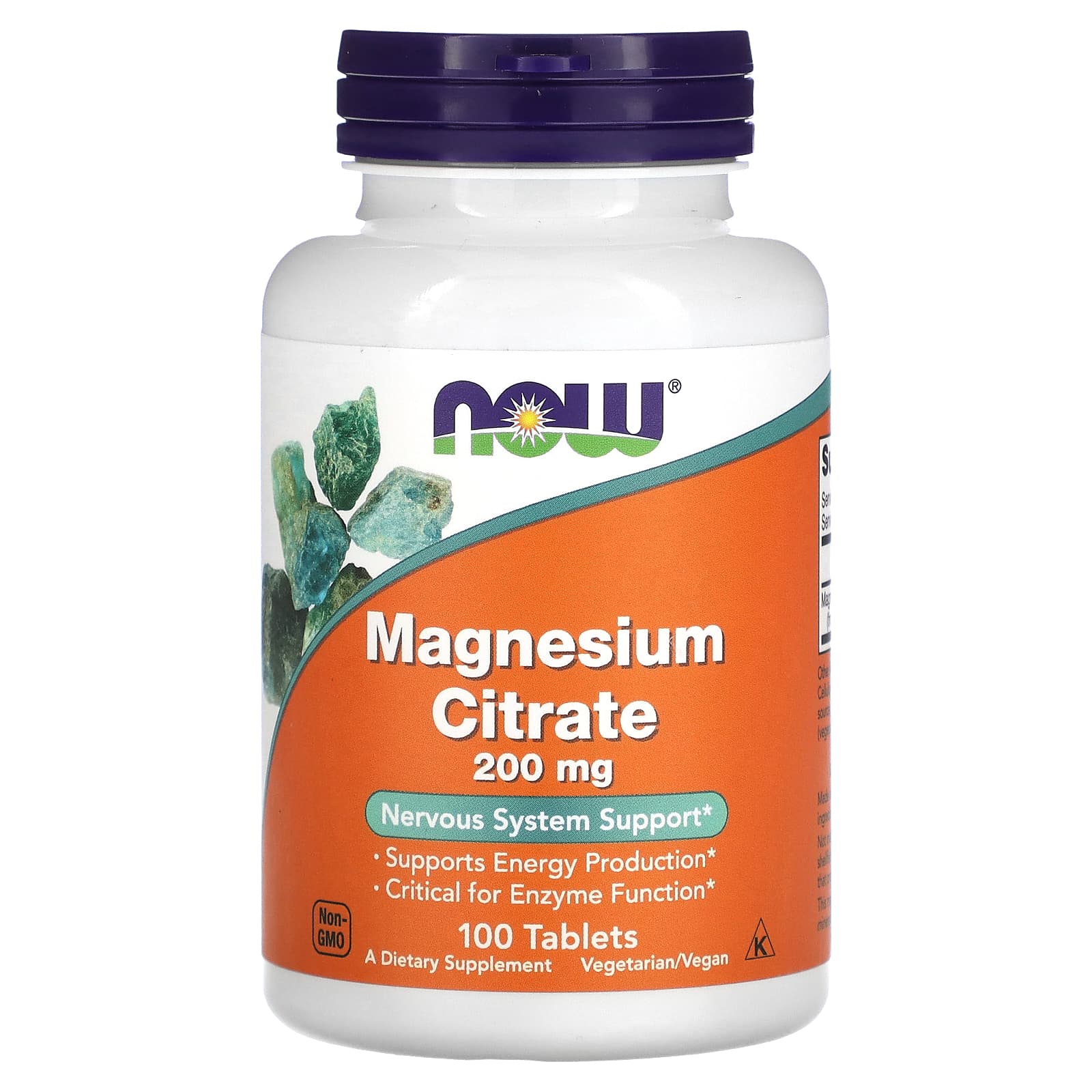 NOW Foods, Magnesium Citrate, 200 mg, 100 Tablets - Image 1