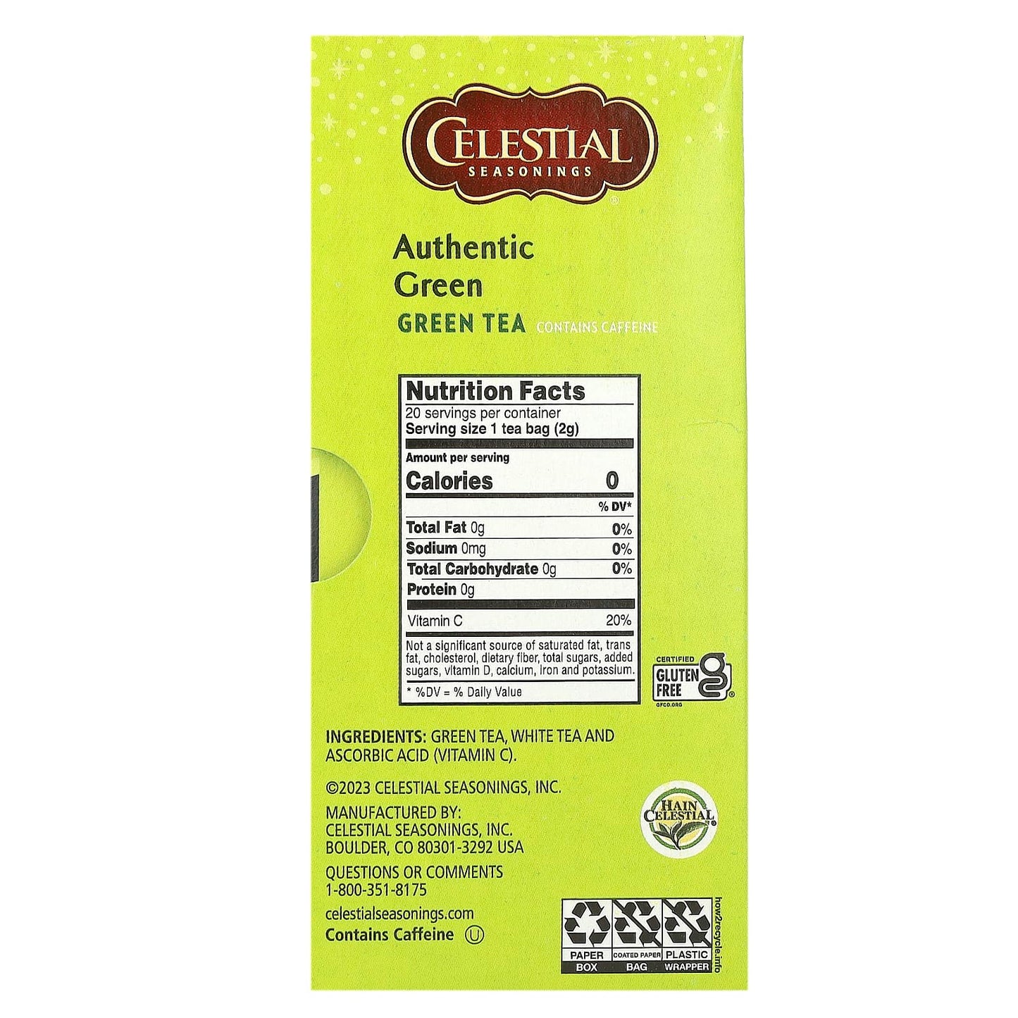 Authentic Green Tea by Celestial Seasonings - 20 Tea Bags - Image 2
