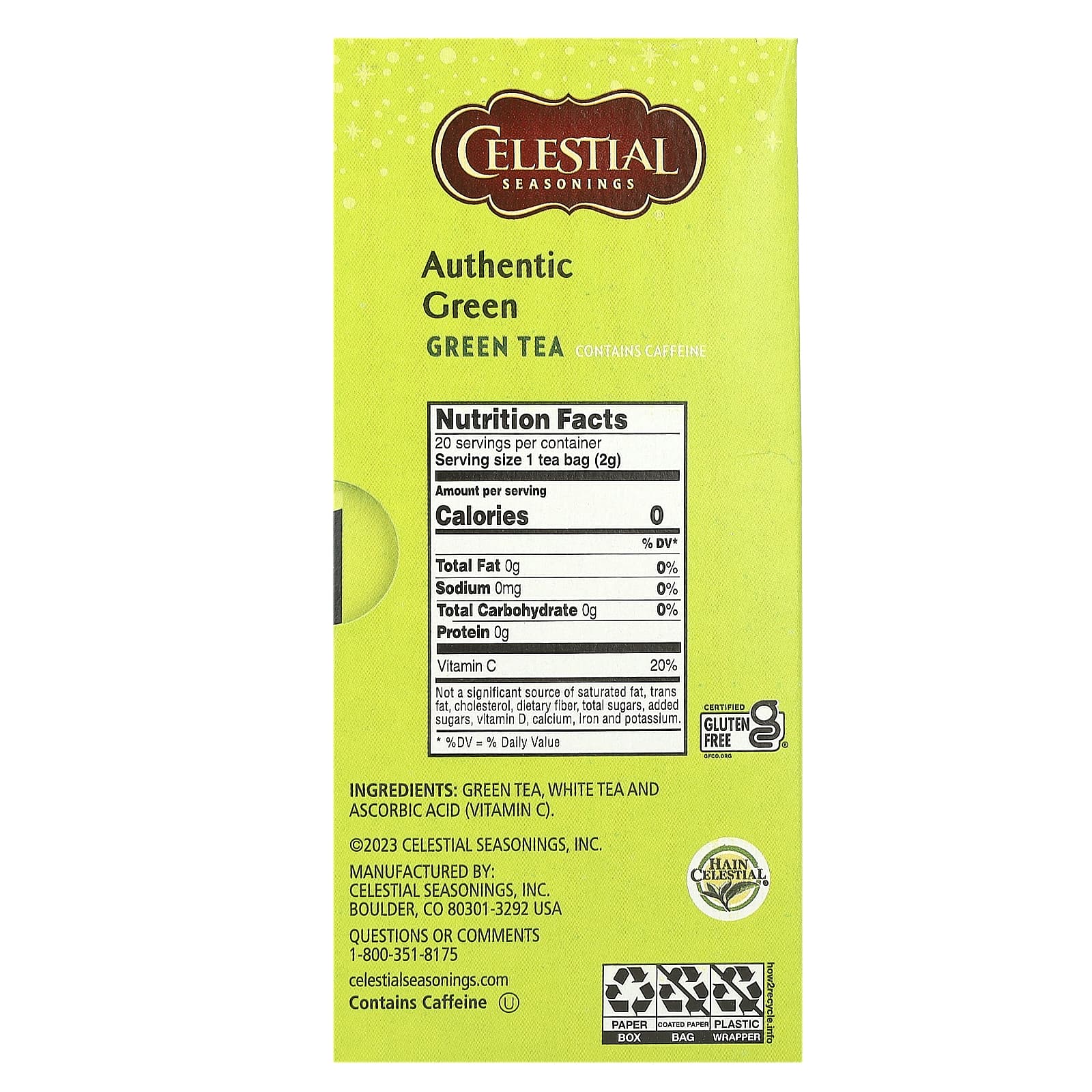 Authentic Green Tea by Celestial Seasonings - 20 Tea Bags - Image 2