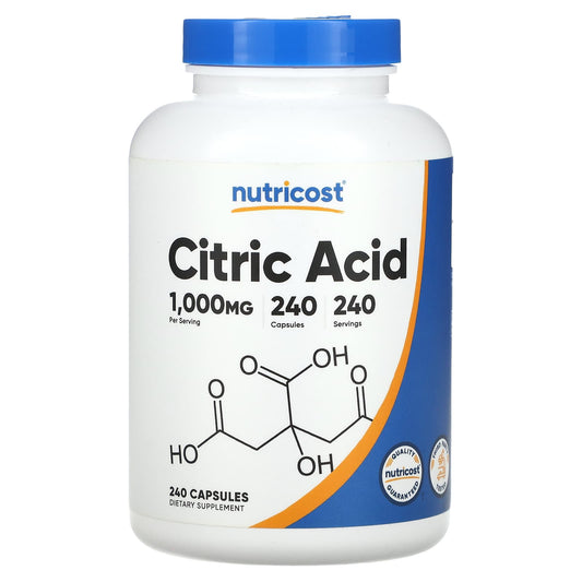 Nutricost, Citric Acid, 1,000 mg, 240 Capsules - Image 1
