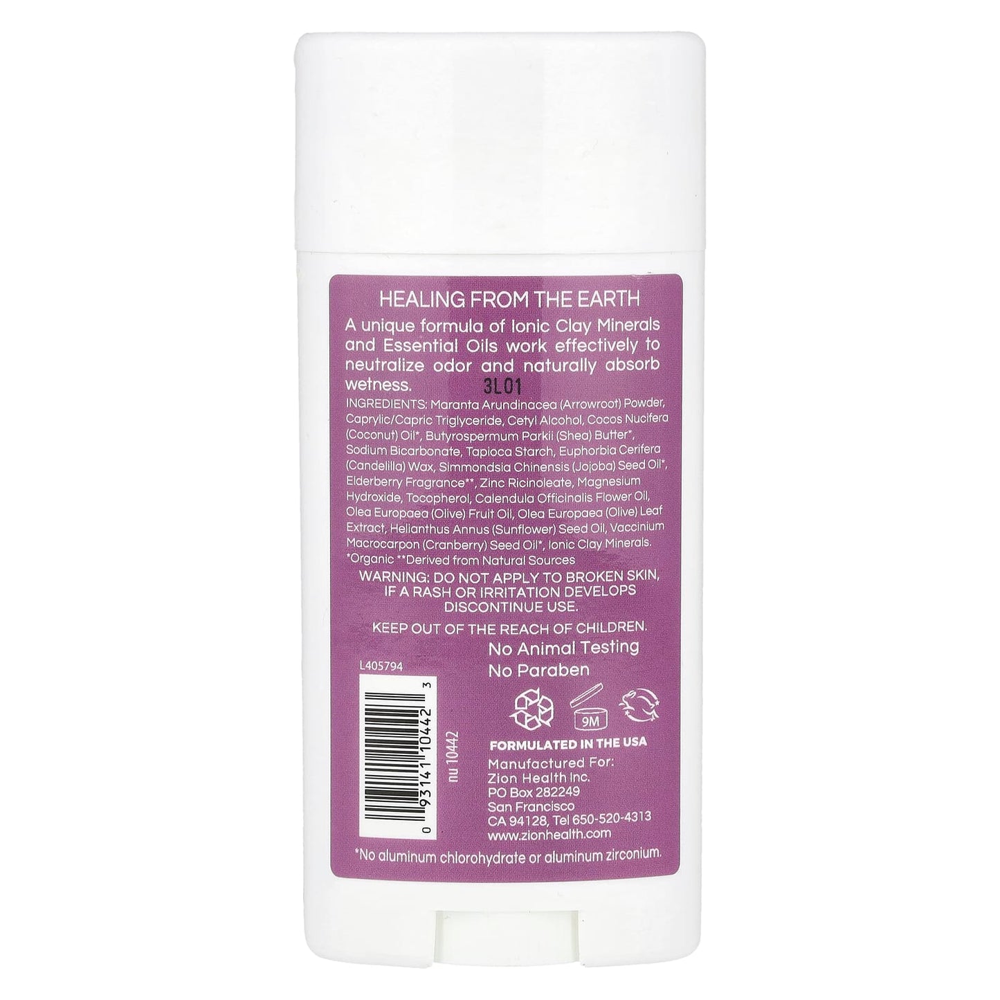Zion Health, Bold, ClayDry Deodorant, Elderberry, 2.8 oz (80 g) - Image 2