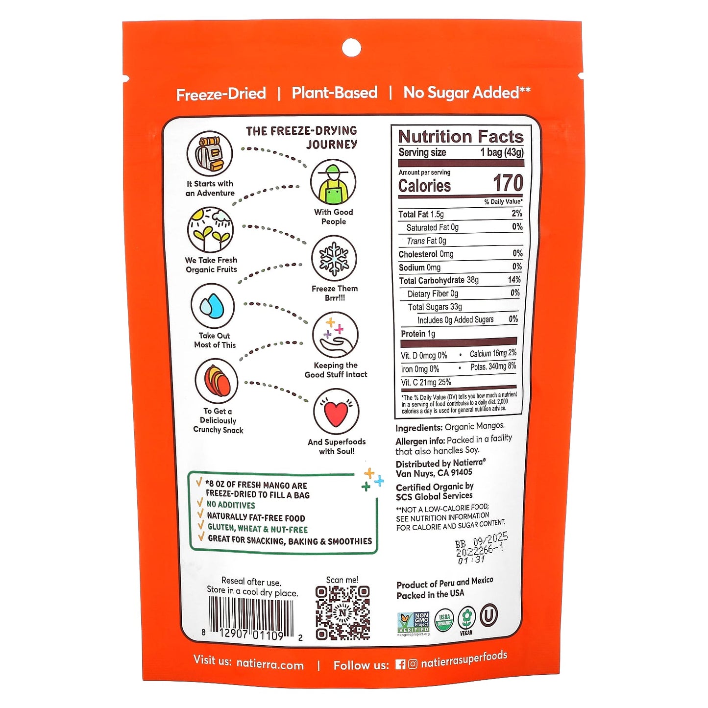 Natierra, Organic Freeze-Dried Mangos, 1.5 oz (43 g) - Image 2