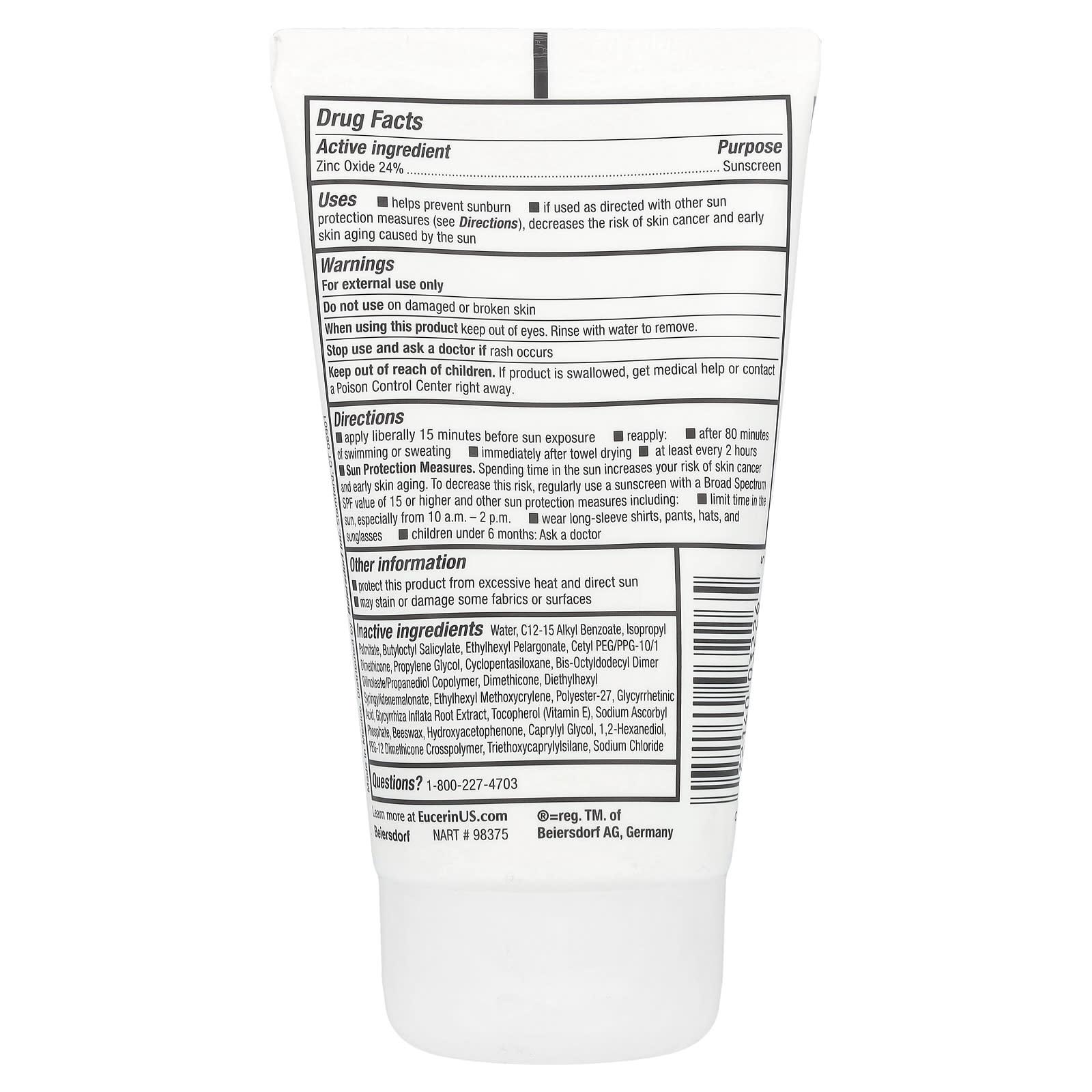 Eucerin Sensitive Mineral Sunscreen Lotion, SPF 50, 4 fl oz - Image 2