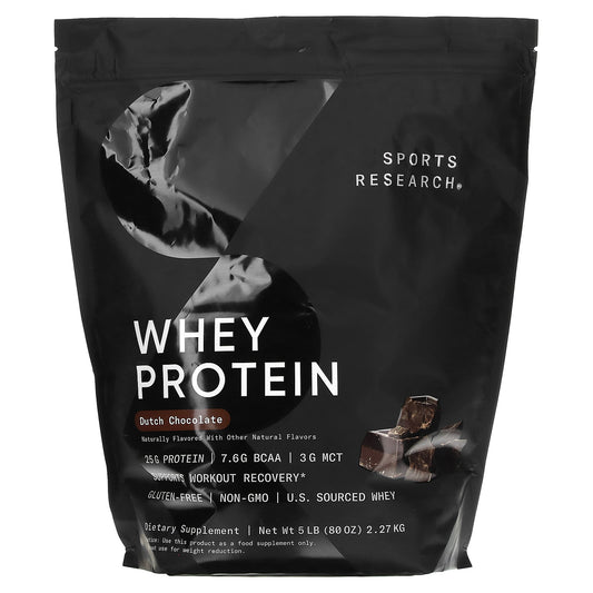 Sports Research, Whey Protein, Dutch Chocolate, 5 lb (2.27 kg) - Image 1