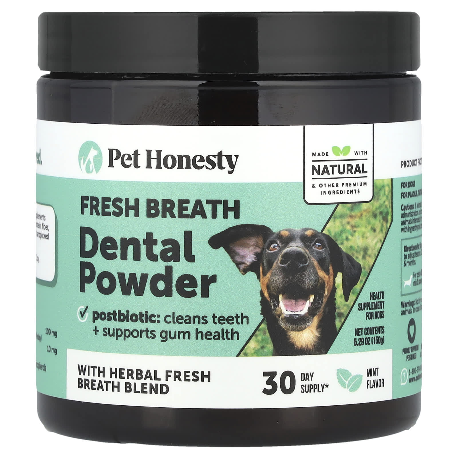 Pet Honesty, Fresh Breath Dental Powder, For Dogs, Mint, 5.29 oz (150 g) - Image 1
