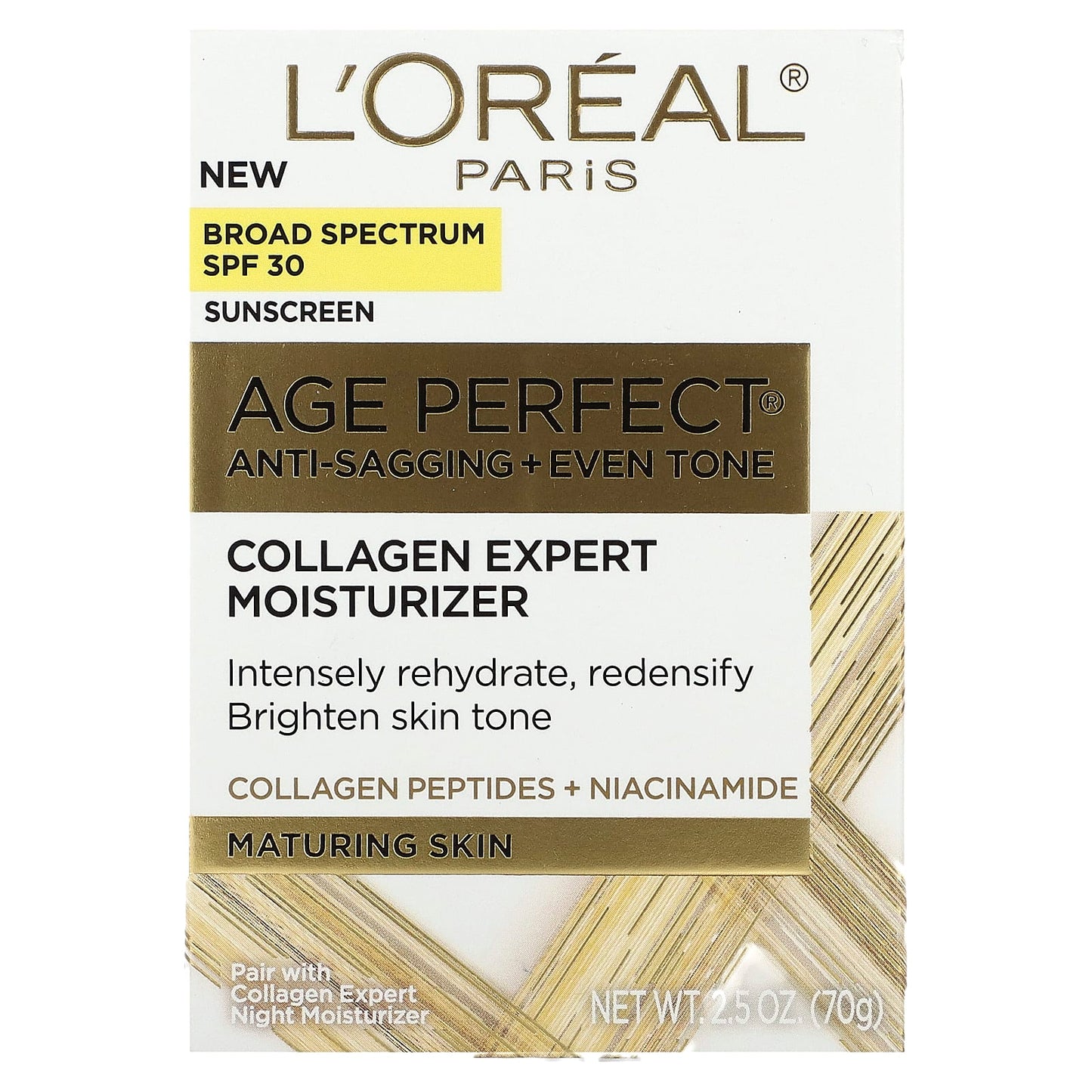 L'Oréal, Age Perfect Anti-Sagging + Even Tone, Collagen Expert Moisturizer, SPF 30, 2.5 oz (70 g) - Image 2