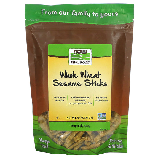 NOW Foods, Real Food, Whole Wheat Sesame Sticks, 9 oz (255 g) - Image 1