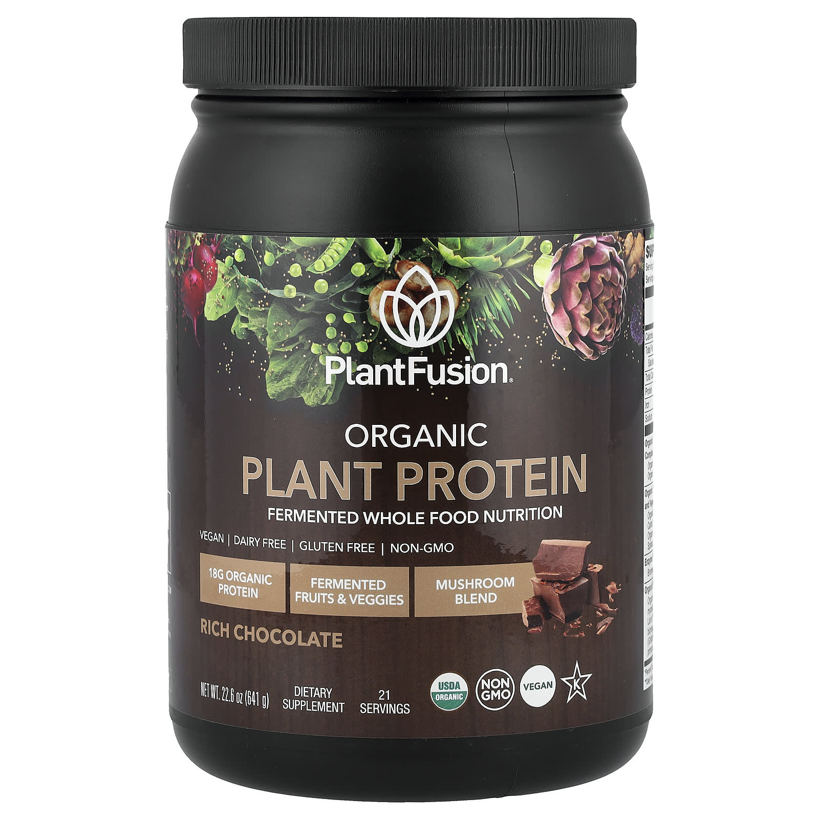 PlantFusion, Organic Plant Protein, Rich Chocolate, 22.6 oz (641 g) - Image 1