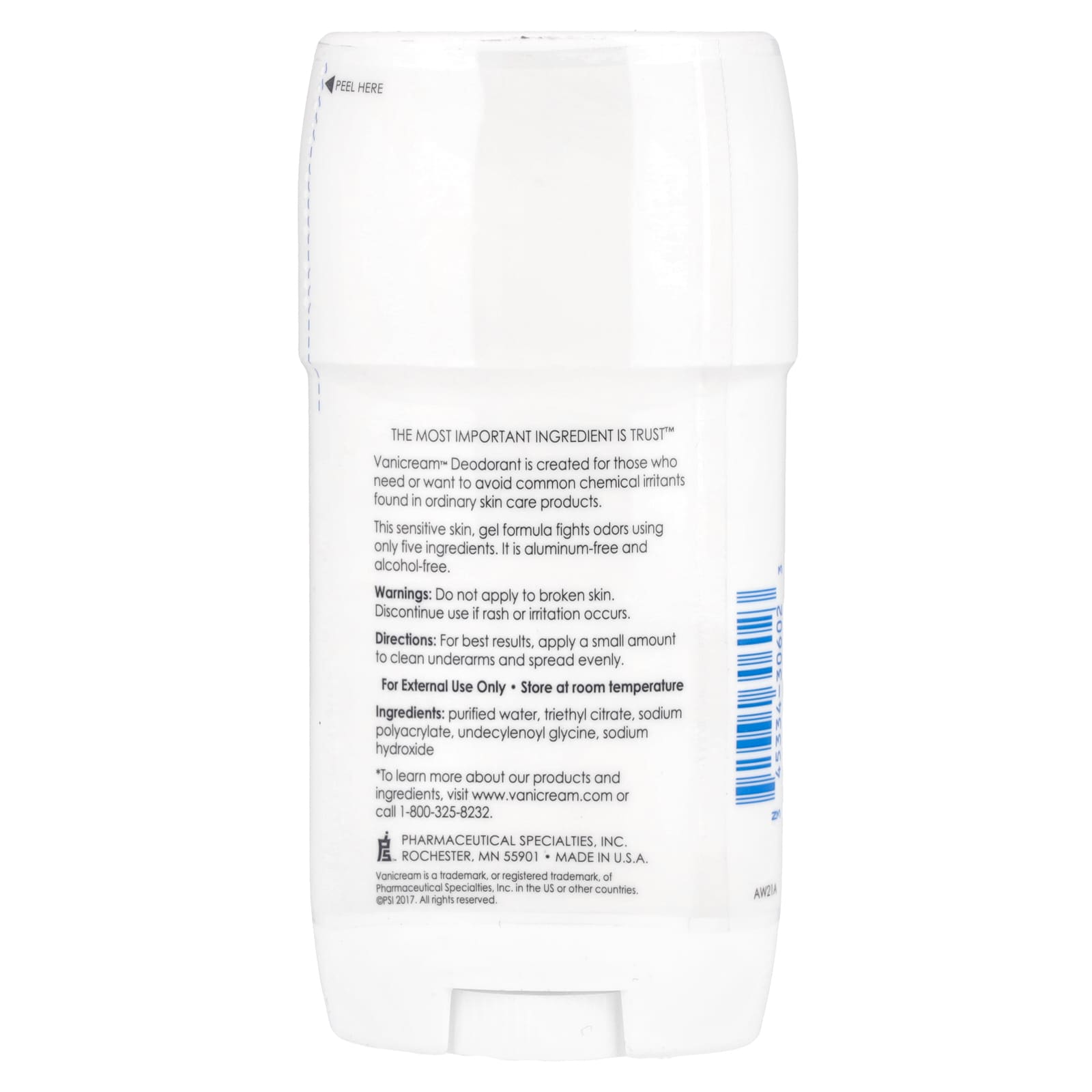 Vanicream, Deodorant For Sensitive Skin, Aluminum-Free, Fragrance Free, 2 oz (57 g) - Image 2