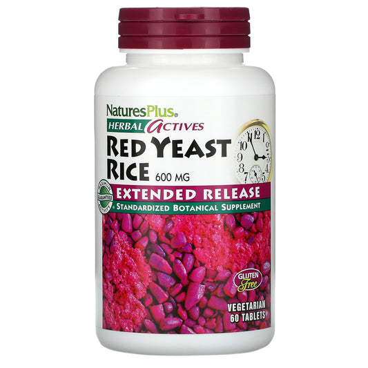 NaturesPlus, Herbal Actives, Red Yeast Rice, 600 mg, 60 Vegetarian Tablets - Image 1