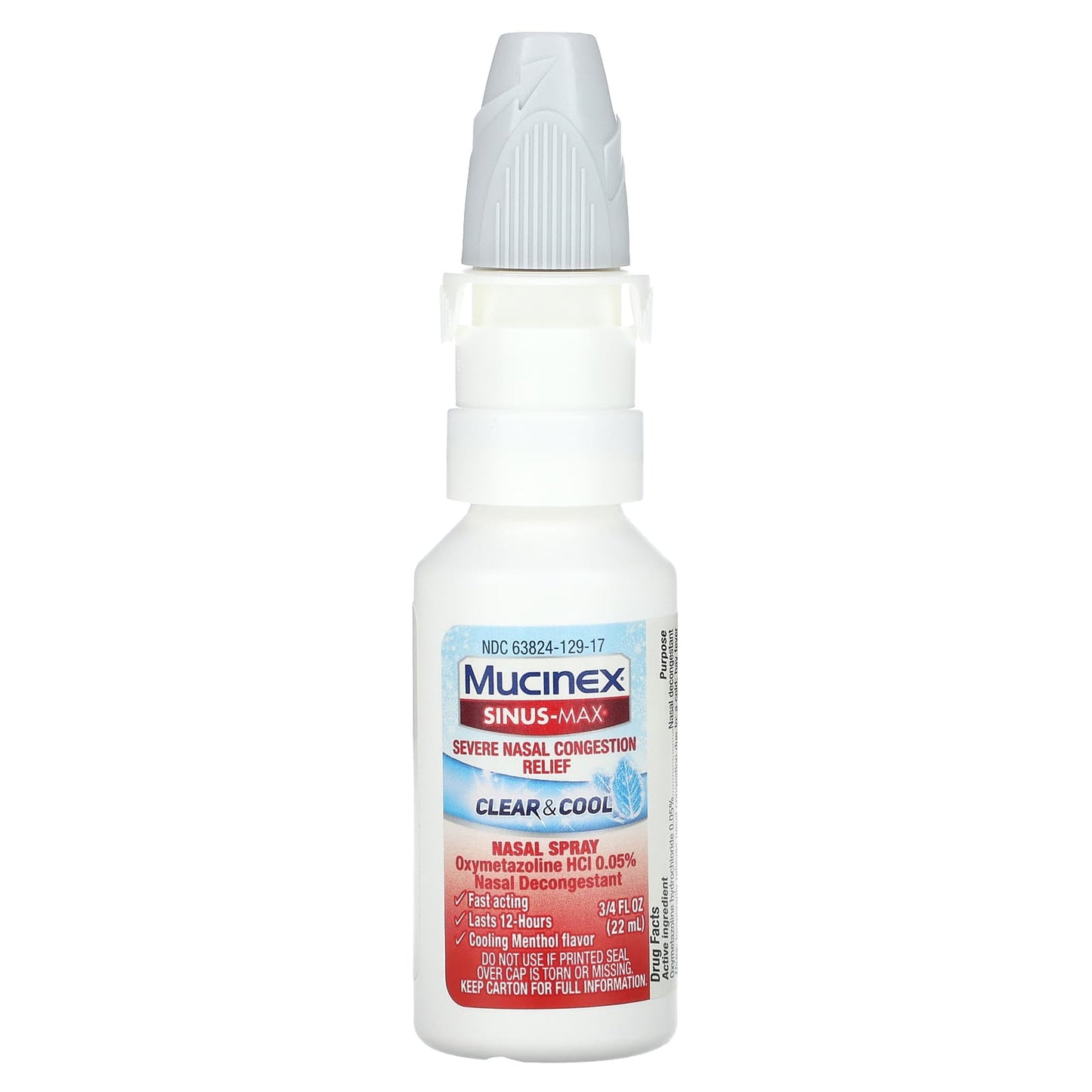 Mucinex, Sinus-Max, Severe Nasal Congestion Relief, Clear & Cool, 0.75 fl oz (22 ml) - Image 1
