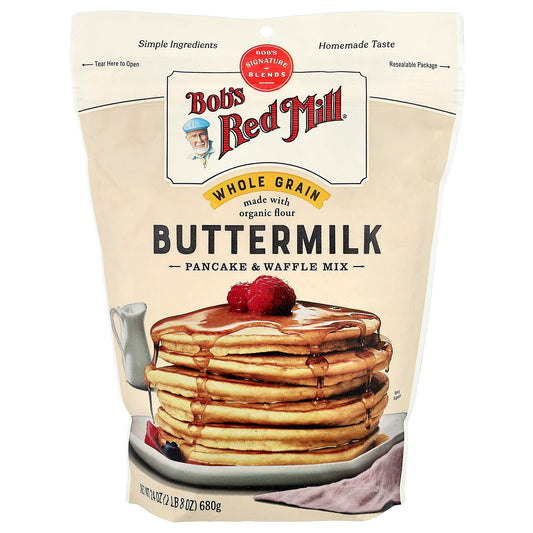 Whole Grain Buttermilk Pancake & Waffle Mix by Bob's Red Mill, 24 oz (680g) - Image 1