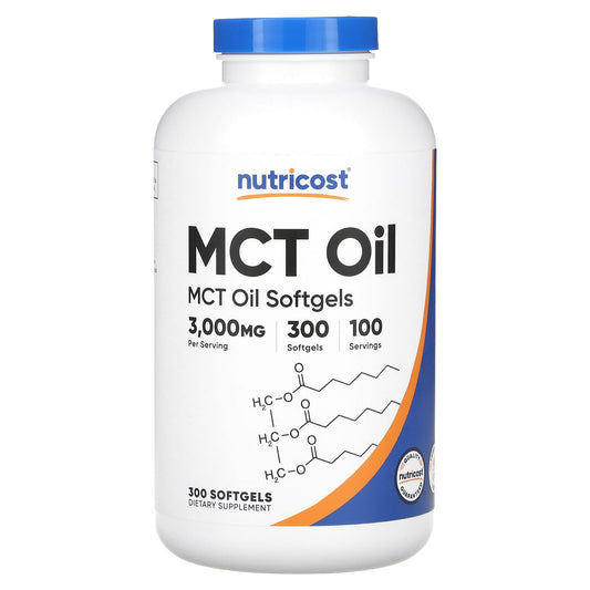 Nutricost, MCT Oil, 300 Softgels (1,000 mg per Softgel) - Image 1