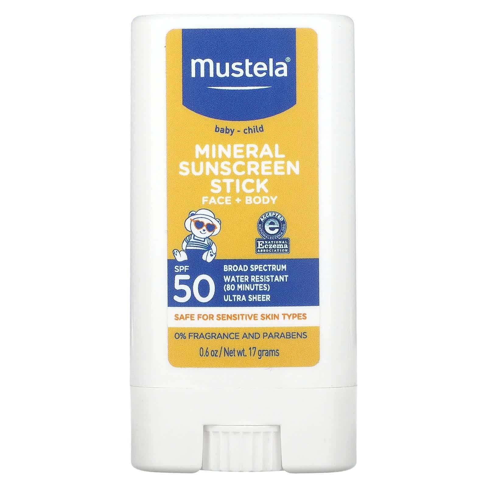 Mustela, Baby - Child Mineral Sunscreen Stick, SPF 50, 0.6 oz (17 g) - Image 1