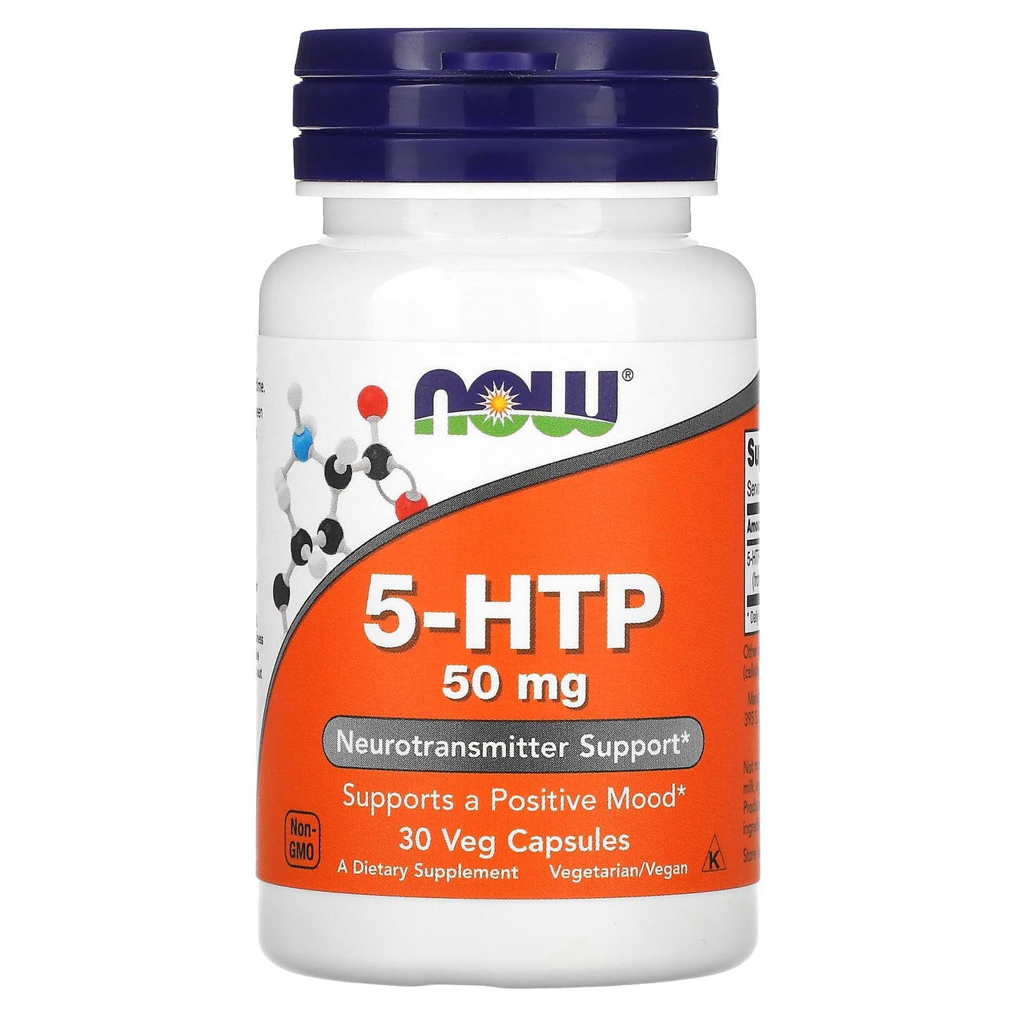 NOW Foods, 5-HTP, 50 mg, 30 Veg Capsules - Image 1