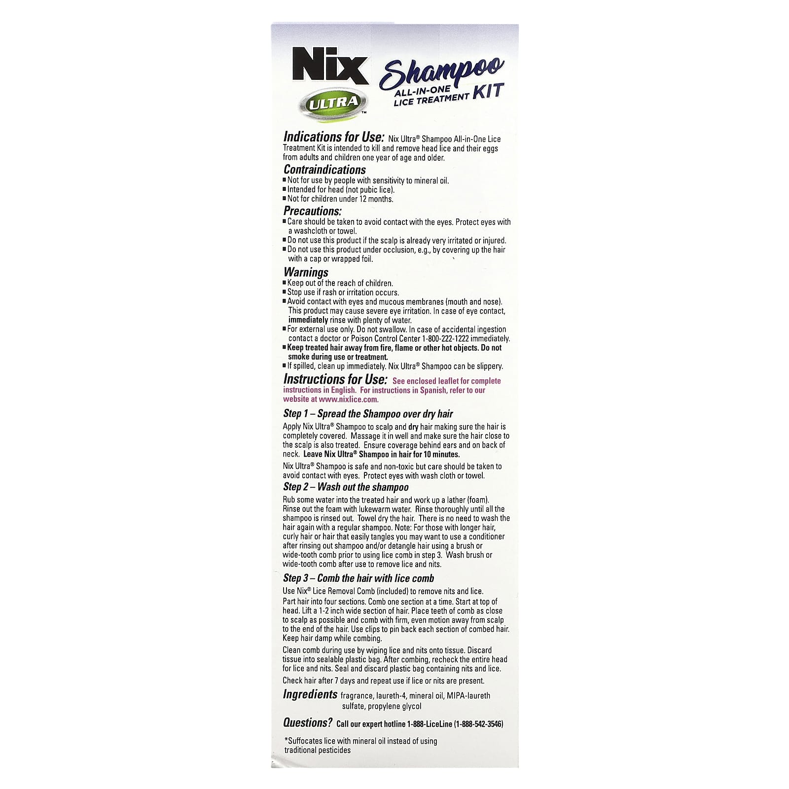 Nix, Ultra Shampoo, All-In-One Lice Treatment Kit, 1 Kit - Image 2