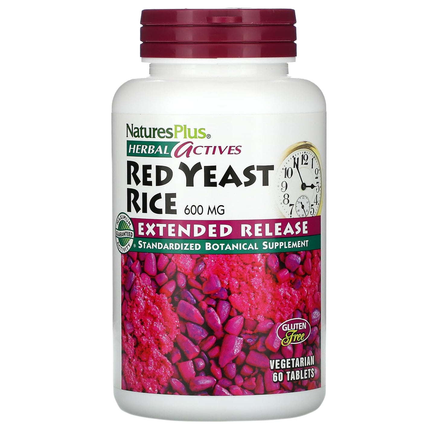 NaturesPlus, Herbal Actives, Red Yeast Rice, 600 mg, 60 Vegetarian Tablets - Image 1