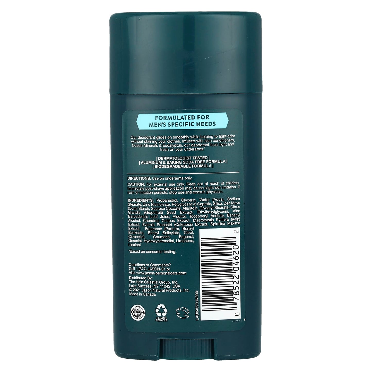 Natural Men's Deodorant by Jason - Aluminum Free, Ocean Minerals & Eucalyptus - Image 2