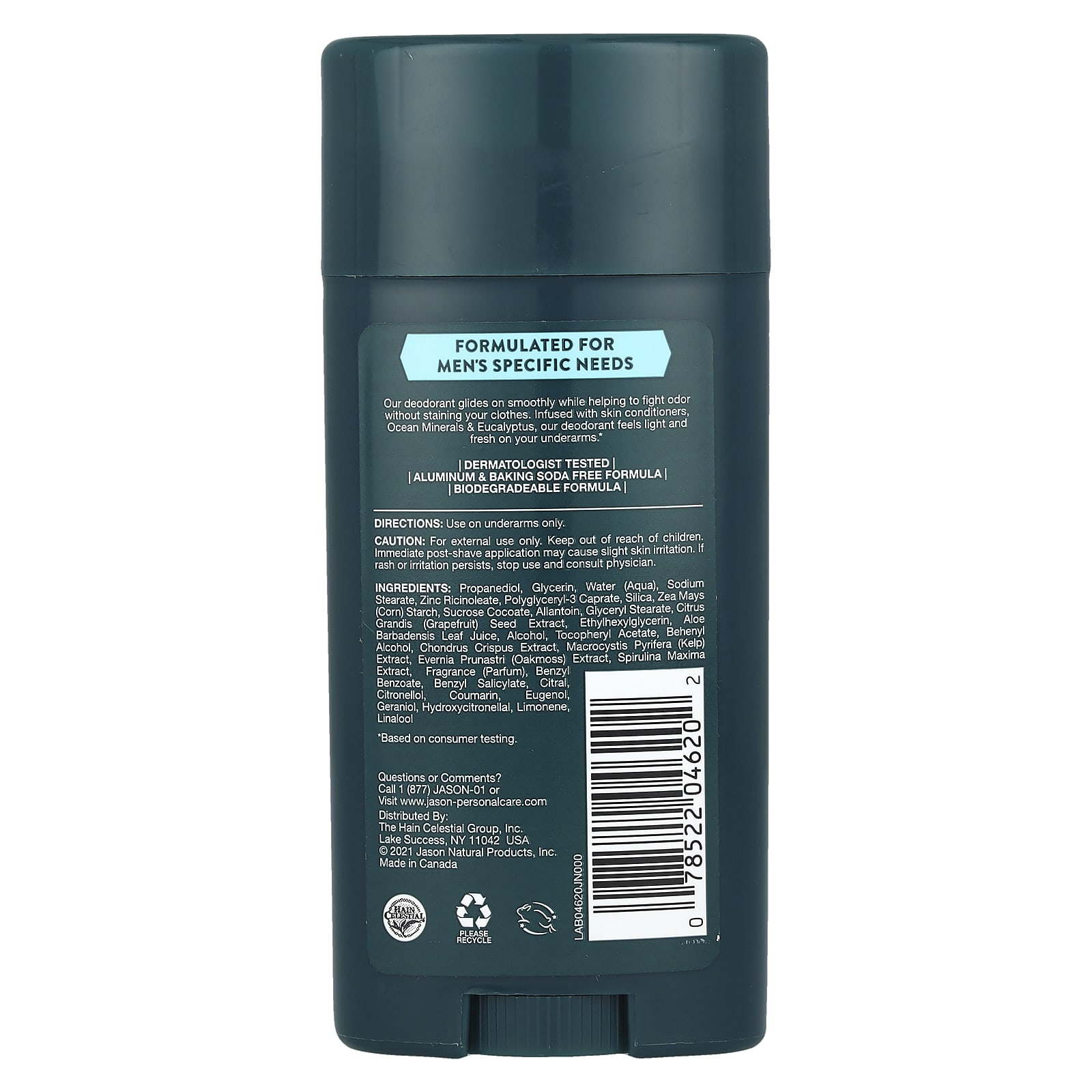 Natural Men's Deodorant by Jason - Aluminum Free, Ocean Minerals & Eucalyptus - Image 2