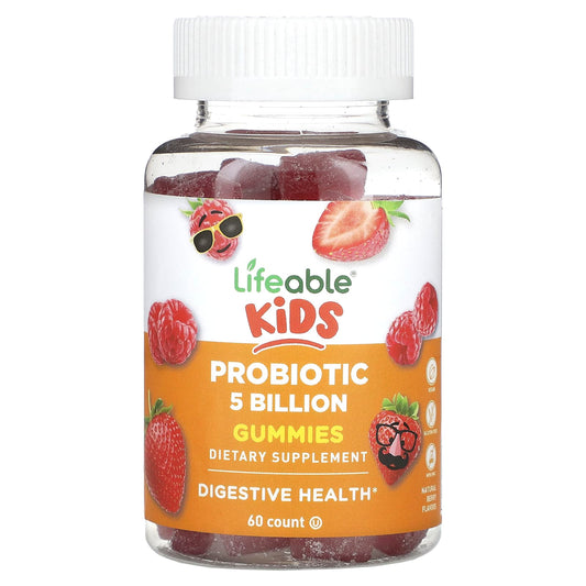 Lifeable, Kids Probiotic Gummies, Natural Berry, 5 Billion, 60 Gummies - Image 1