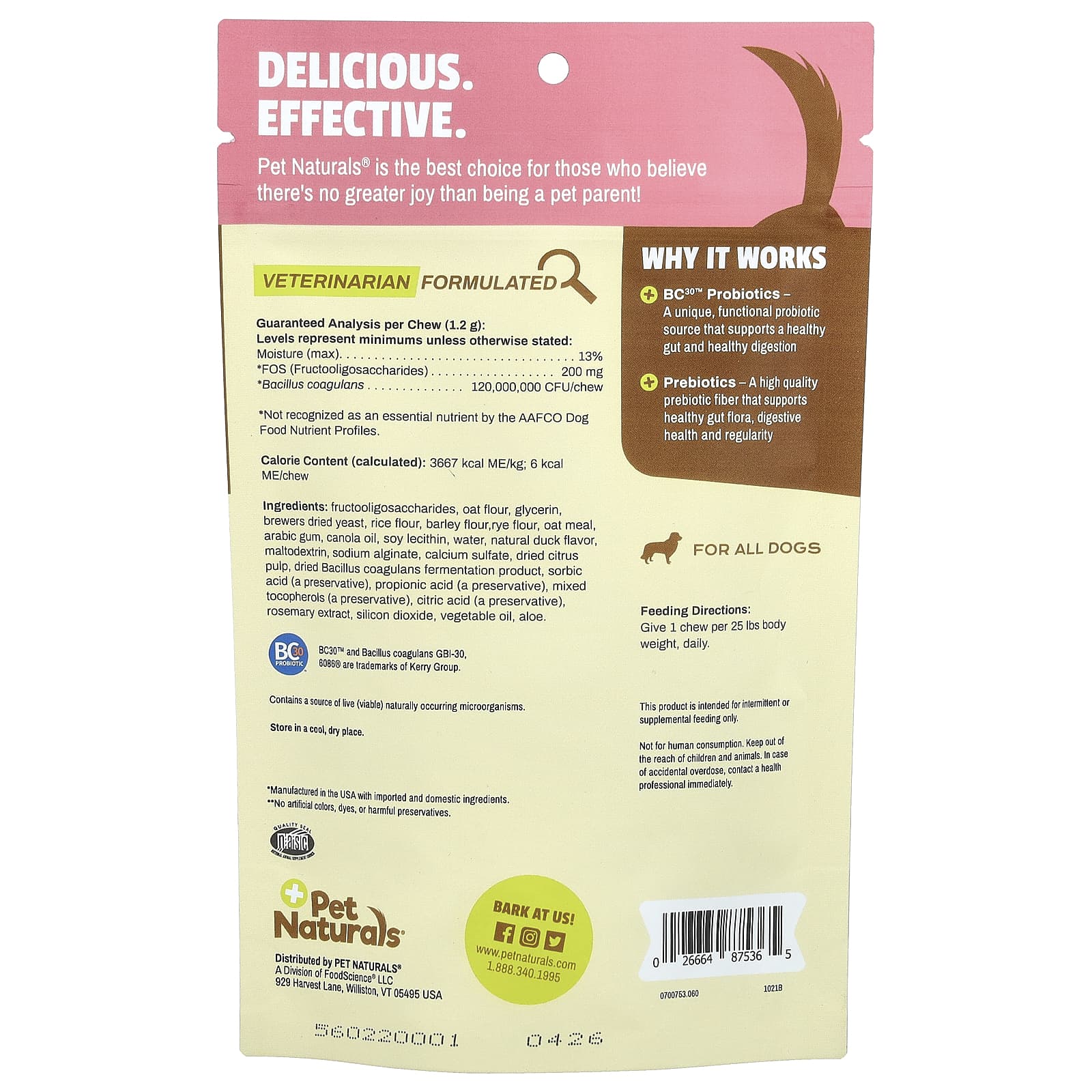 Pet Naturals, Daily Probiotic, For Dogs, All Sizes, 60 Chews, 2.54 oz (72 g) - Image 2