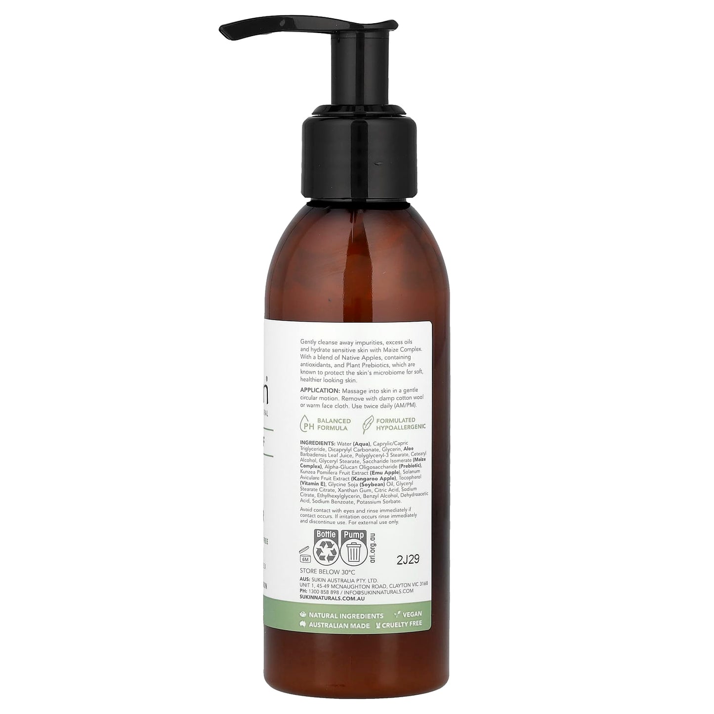 Sukin, Skin Relief, Cream Cleanser, Sensitive, Destressed Skin, Fragrance Free, 4.23 fl oz (125 ml) - Image 2