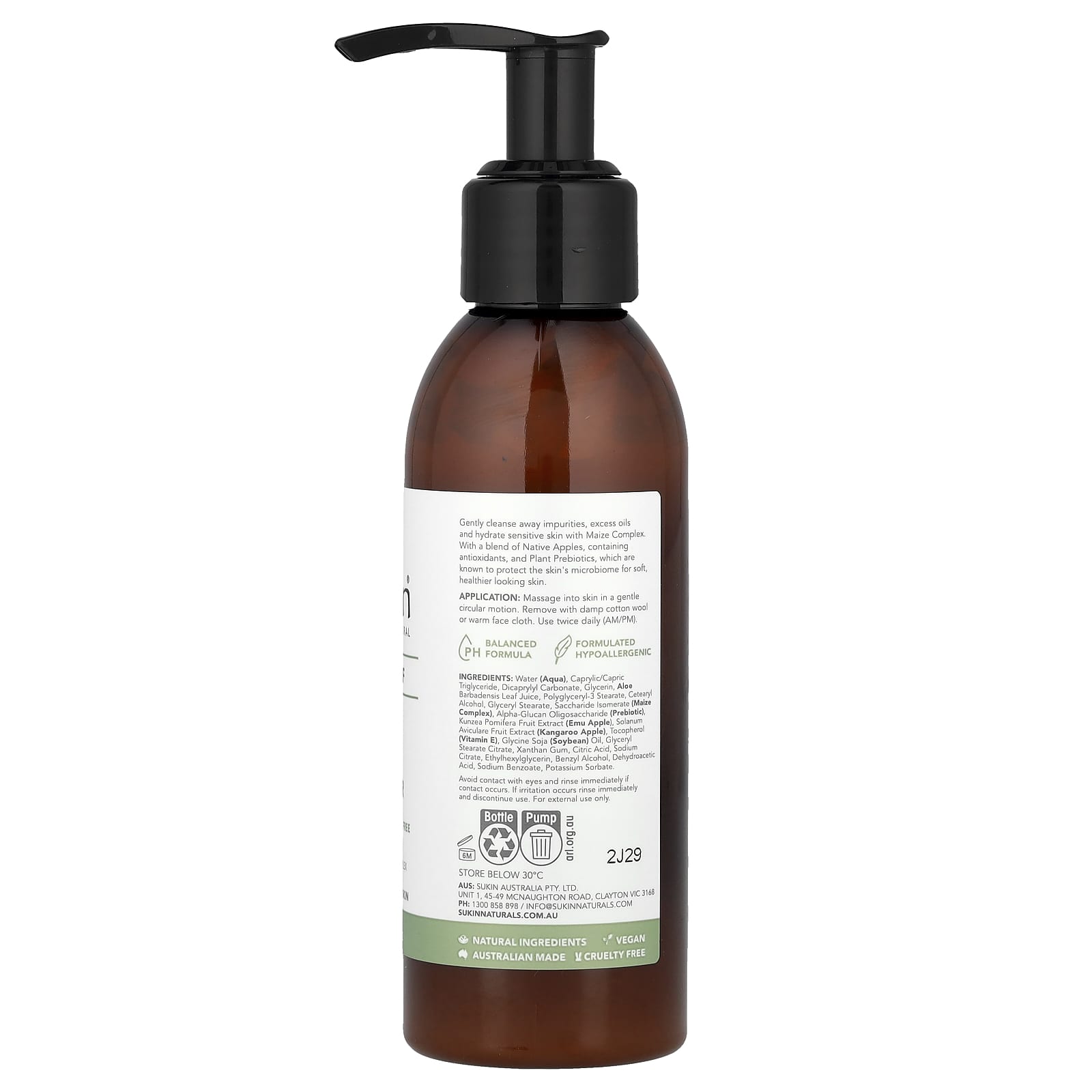 Sukin, Skin Relief, Cream Cleanser, Sensitive, Destressed Skin, Fragrance Free, 4.23 fl oz (125 ml) - Image 2