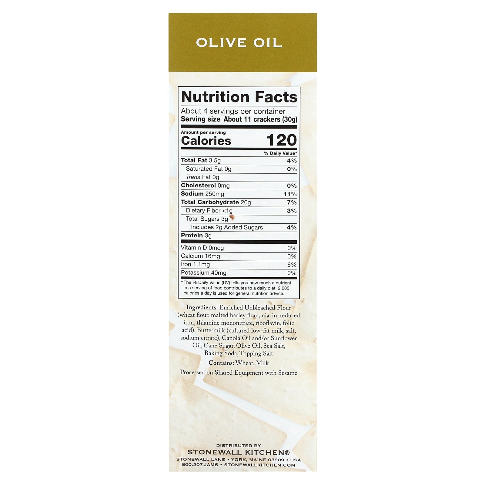 Stonewall Kitchen, Down East Crackers, Olive Oil, 4.4 oz (125 g) - Image 2