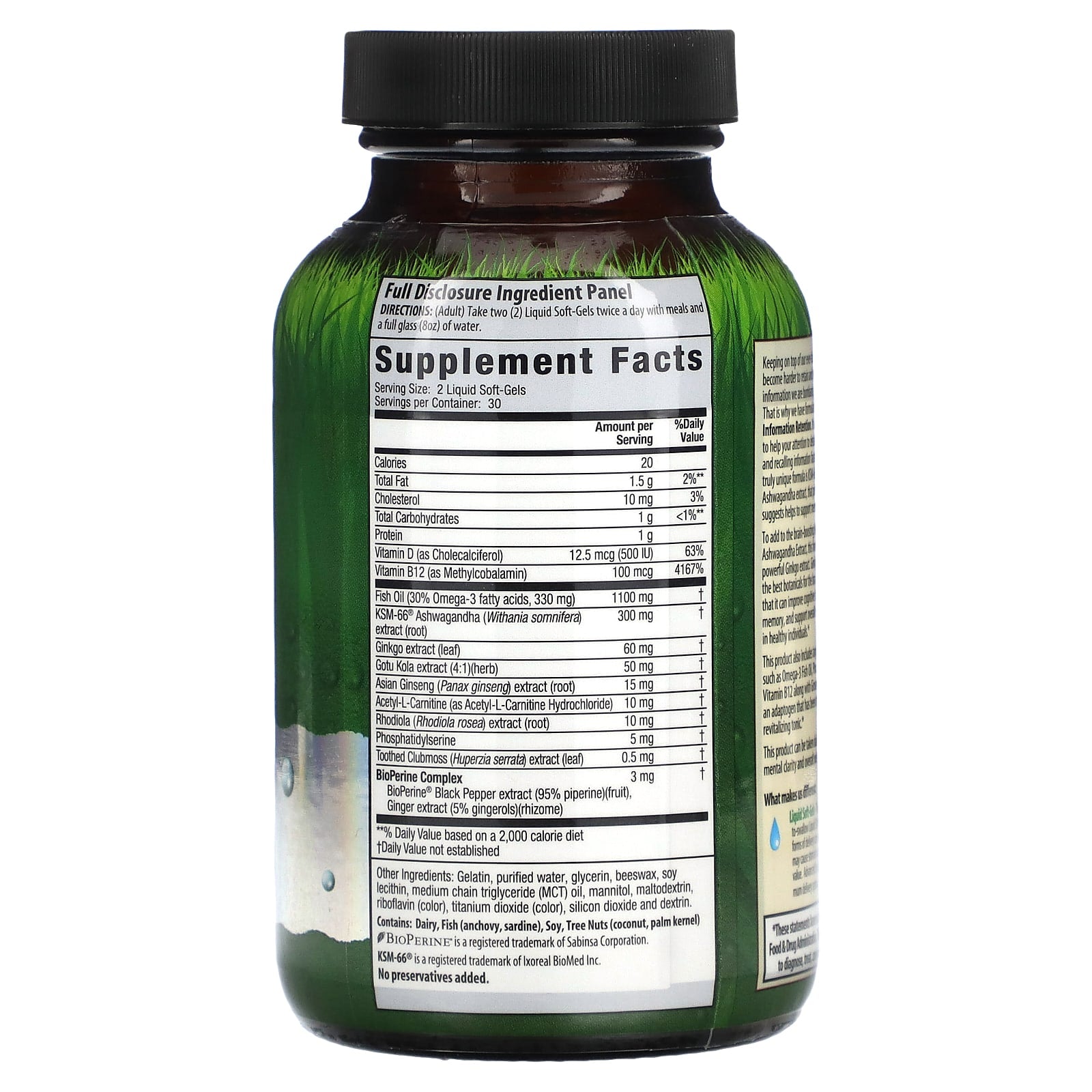 Irwin Naturals Mental Clarity & Focus, 60 Liquid Soft-Gels - Image 2