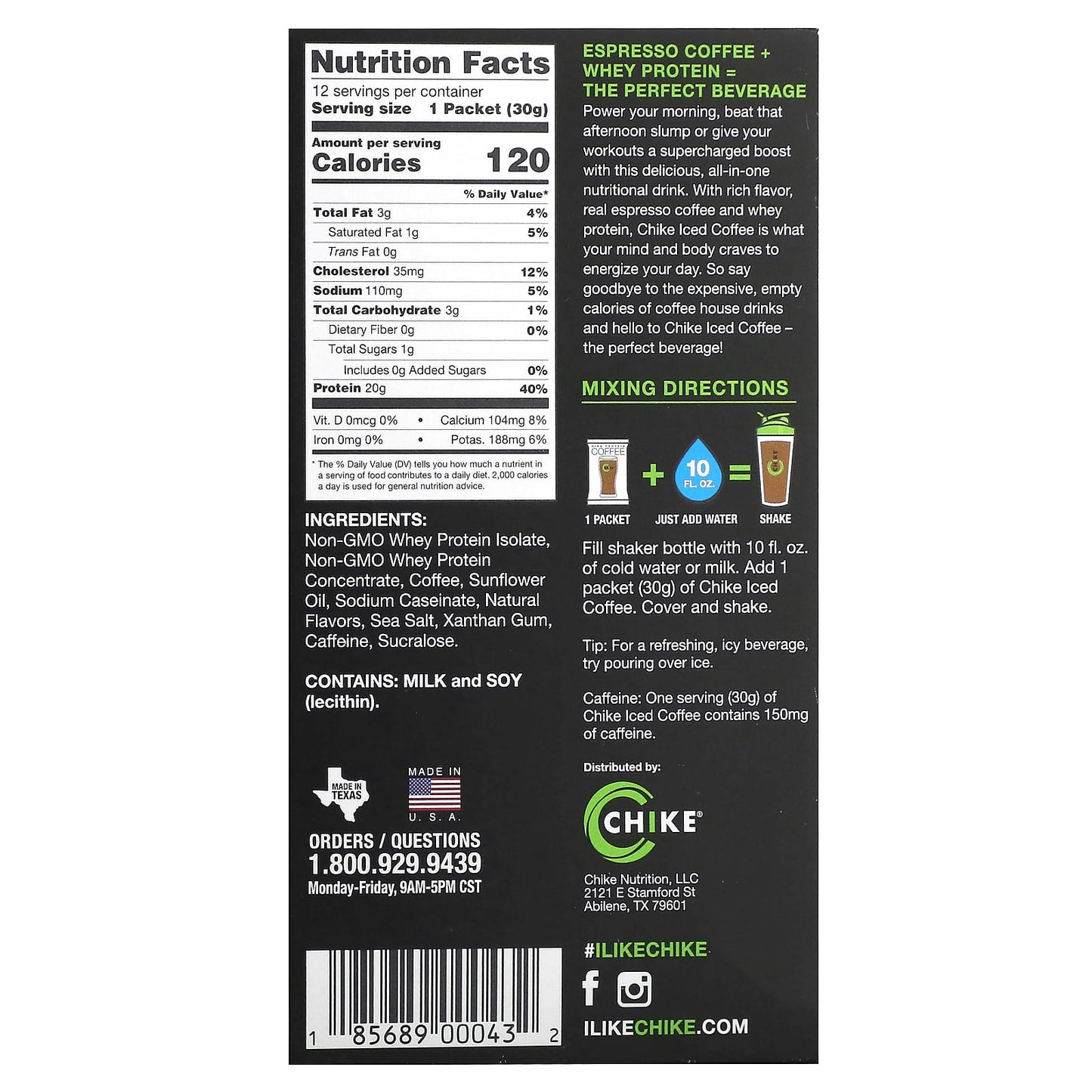 Vanilla High Protein Iced Coffee - 12 Packets by Chike Nutrition - Image 2