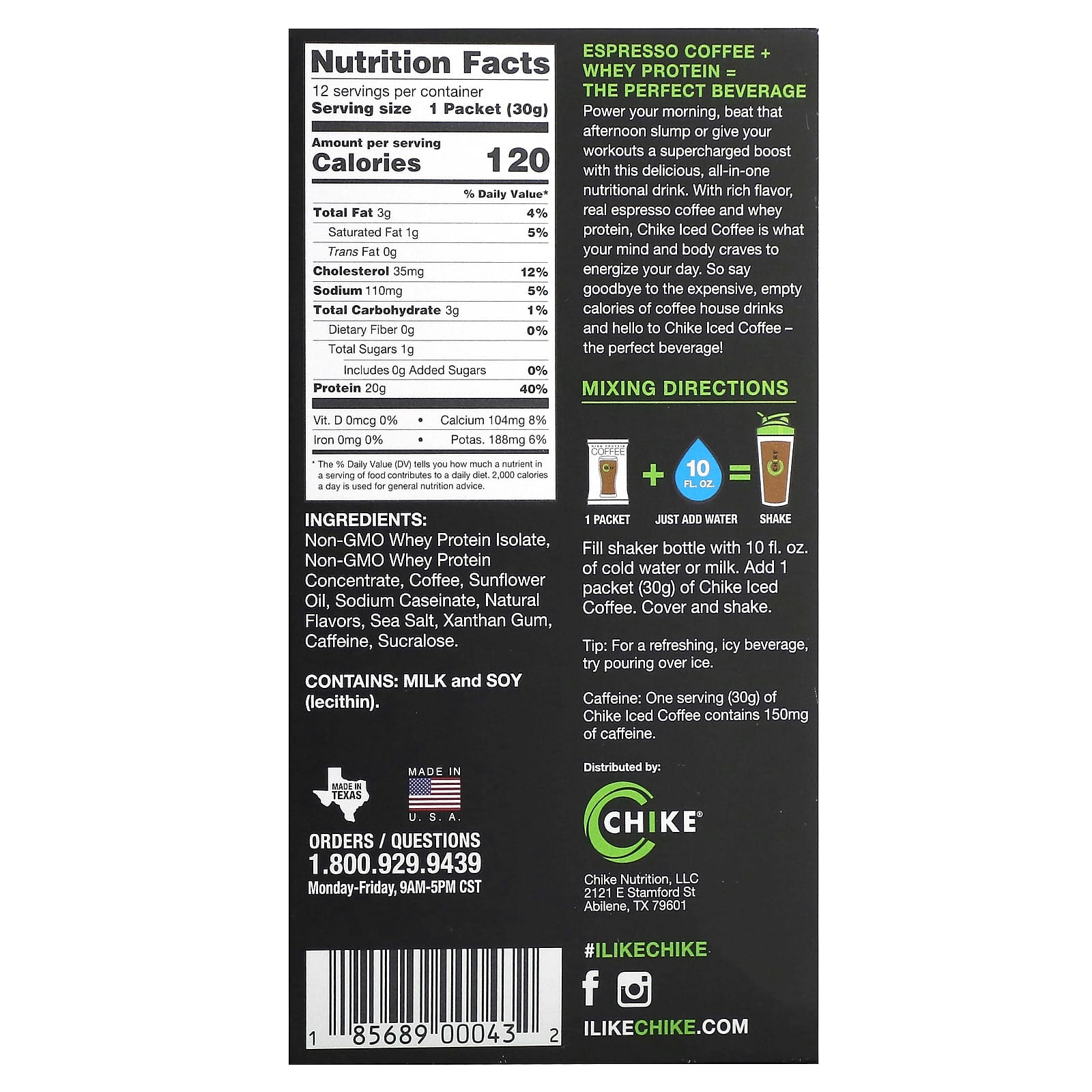 Vanilla High Protein Iced Coffee - 12 Packets by Chike Nutrition - Image 2