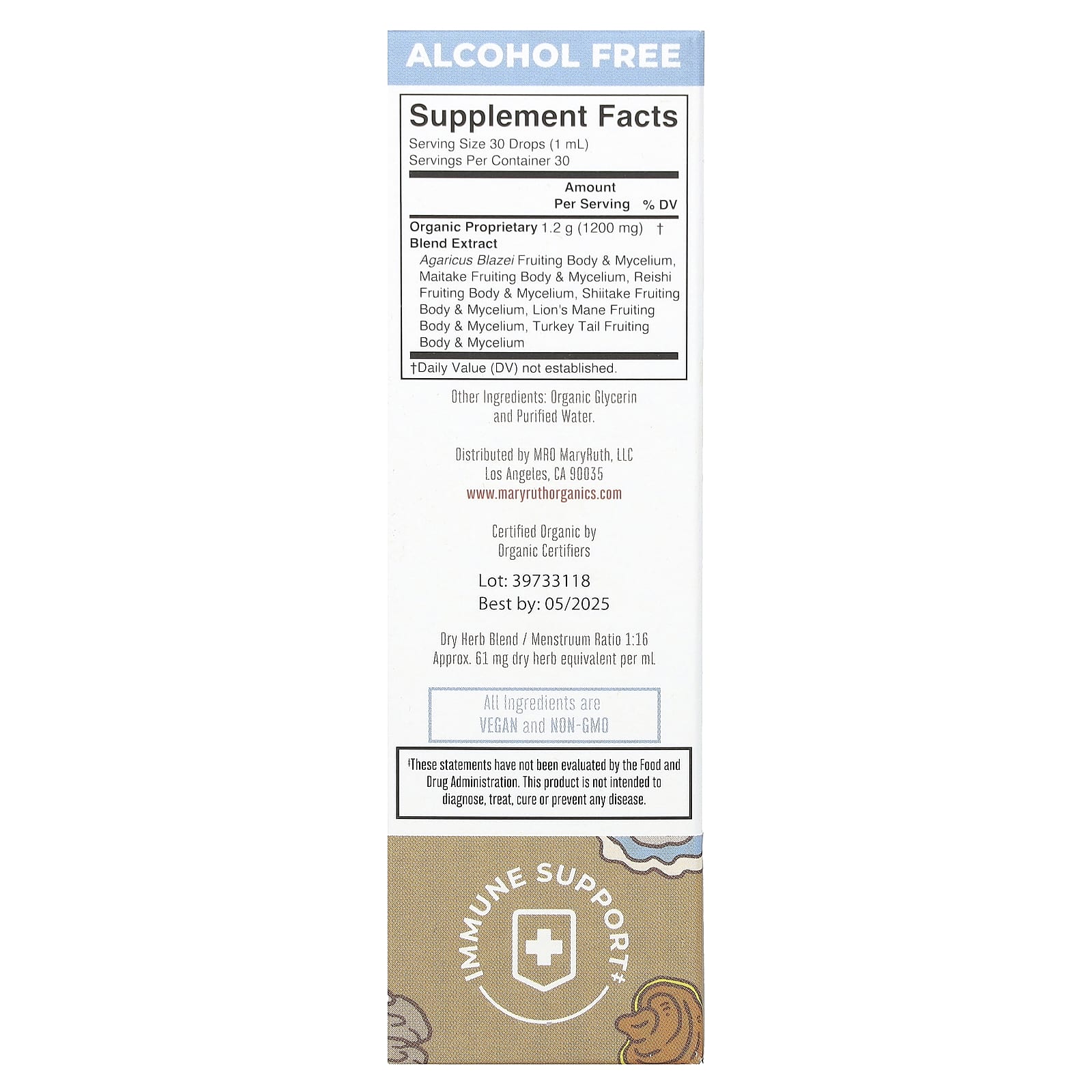MaryRuth's, Organic Mushroom Complex Liquid Extract, Alcohol Free, 1,200 mg, 1 fl oz (30 ml) - Image 2