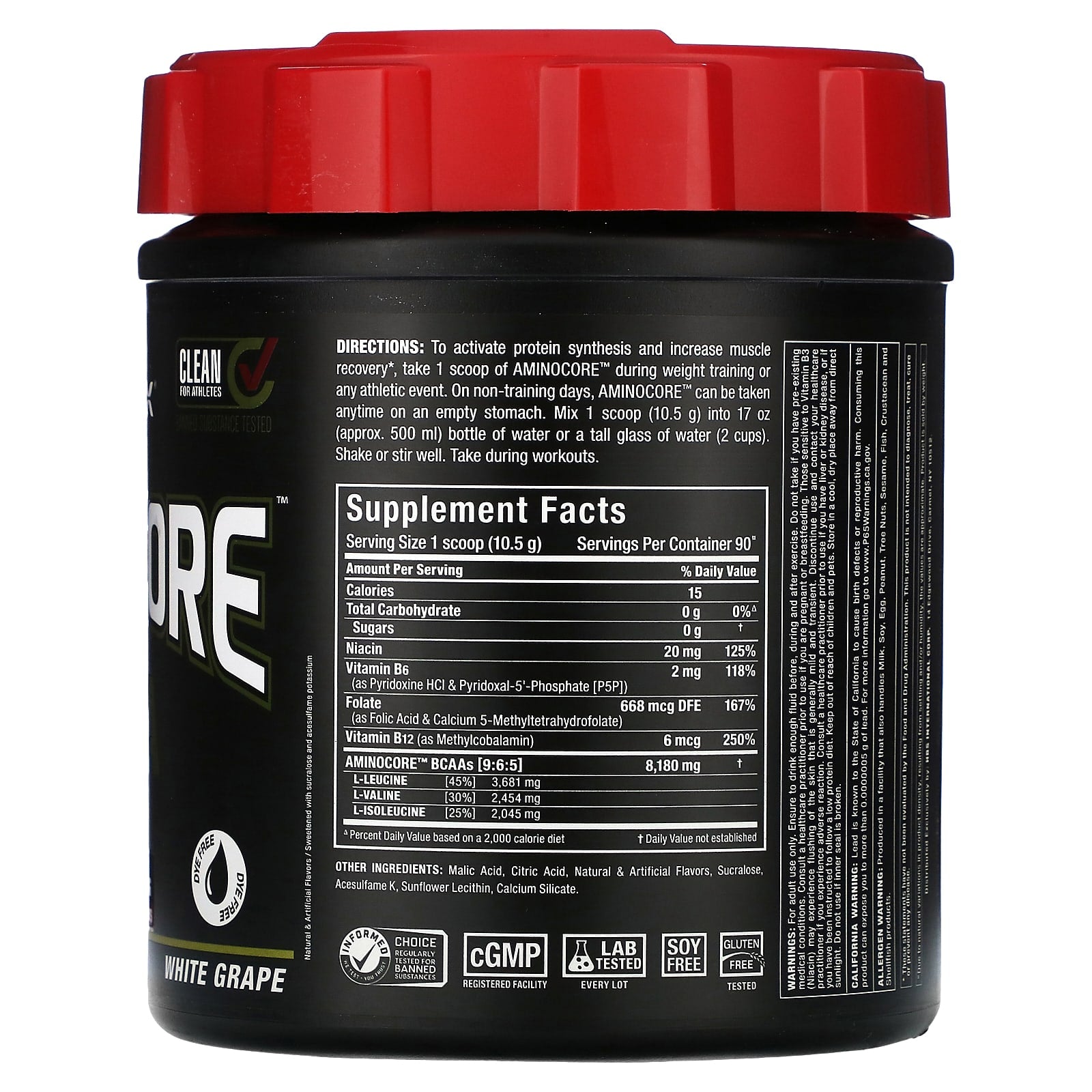 ALLMAX AMINOCORE BCAA Supplement - 8g BCAA, 9:6:5 Ratio - Image 2