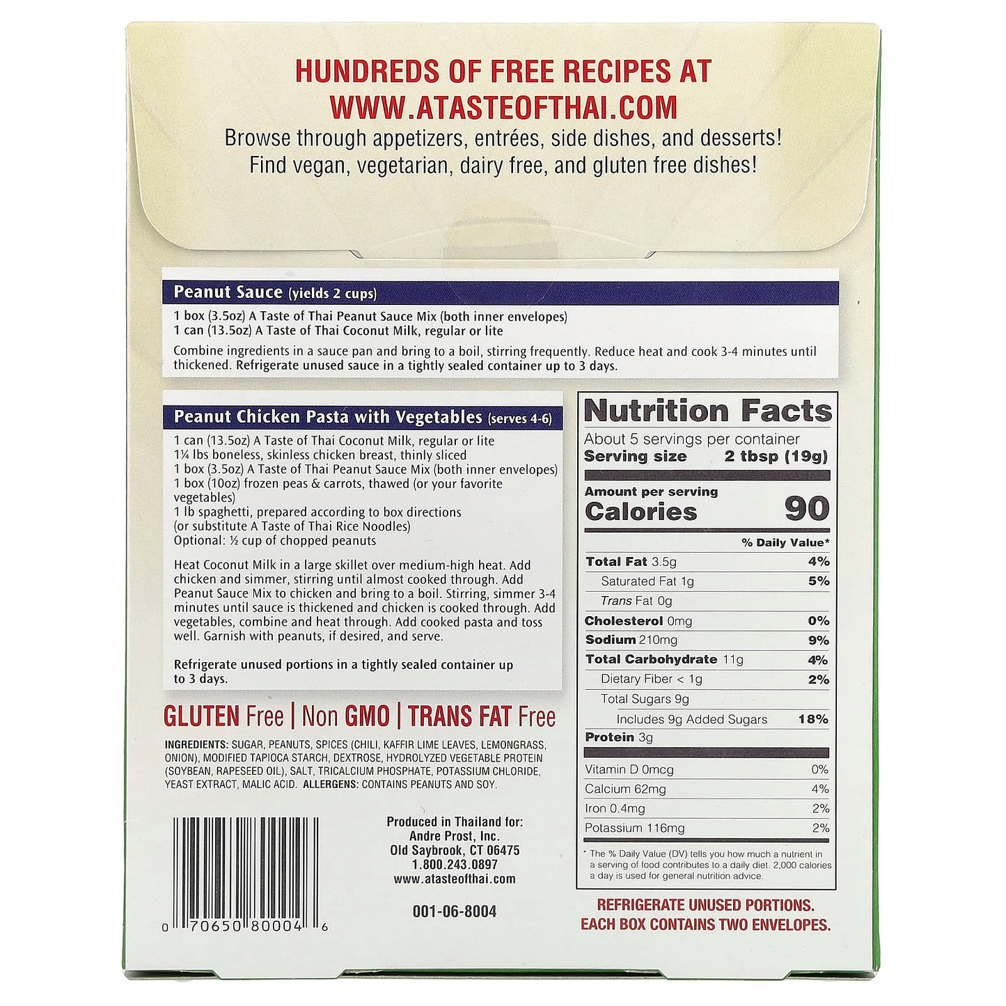 Authentic Thai Peanut Sauce Mix, Classic Flavor, Gluten Free, 3.5 oz - Image 2