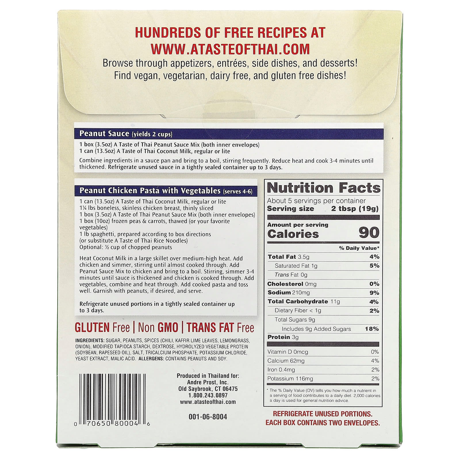 Authentic Thai Peanut Sauce Mix, Classic Flavor, Gluten Free, 3.5 oz - Image 2