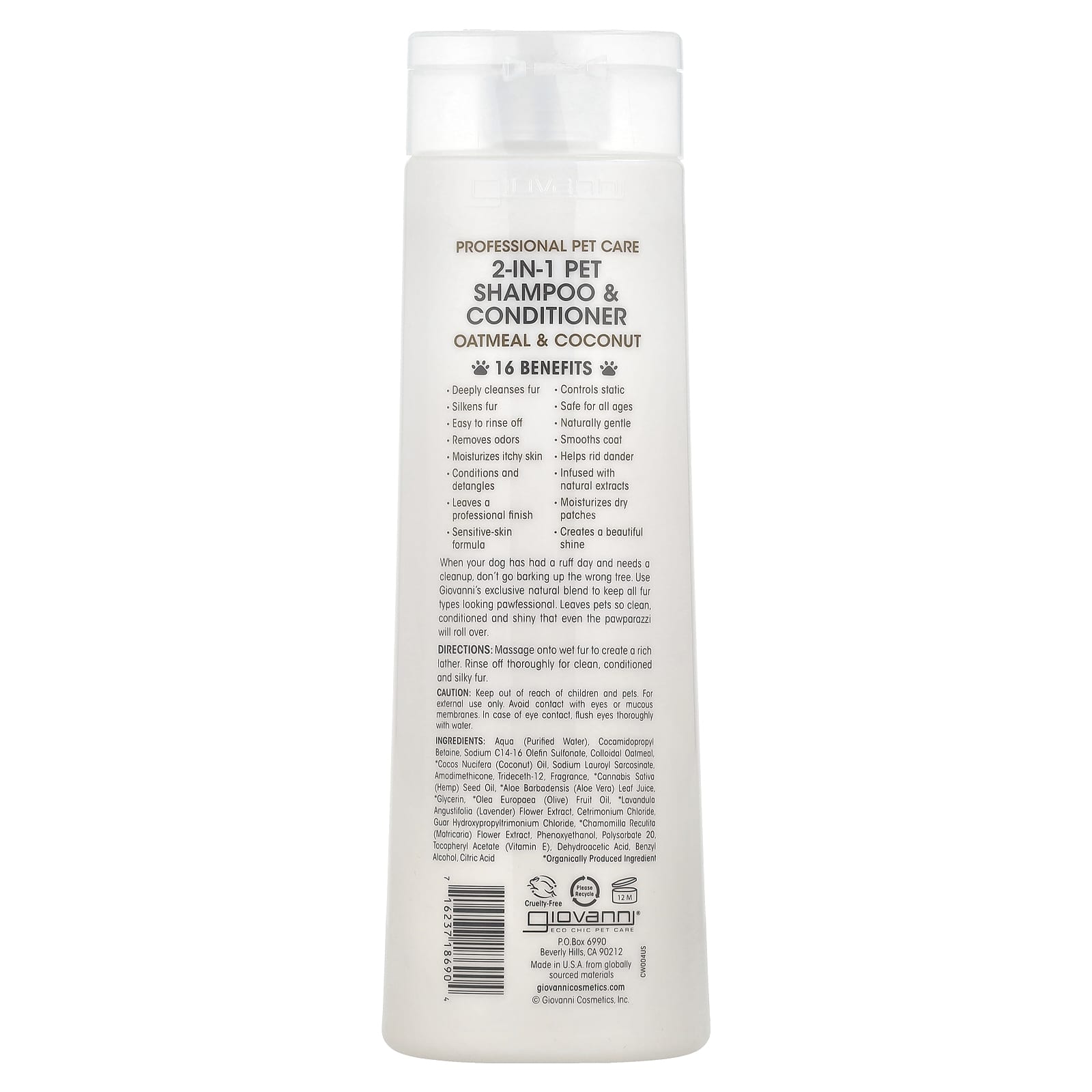 Giovanni 2-In-1 Pet Shampoo & Conditioner for Dogs - Oatmeal & Coconut - Image 2