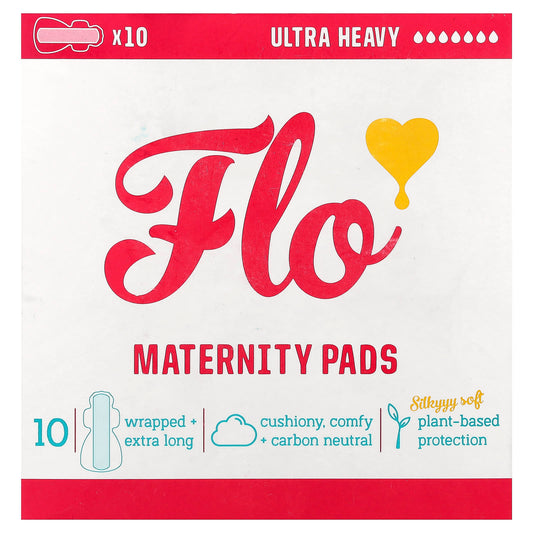 Ultra Heavy Maternity Pads, 10 Pads - Plant-Based, Eco-Friendly - Image 1