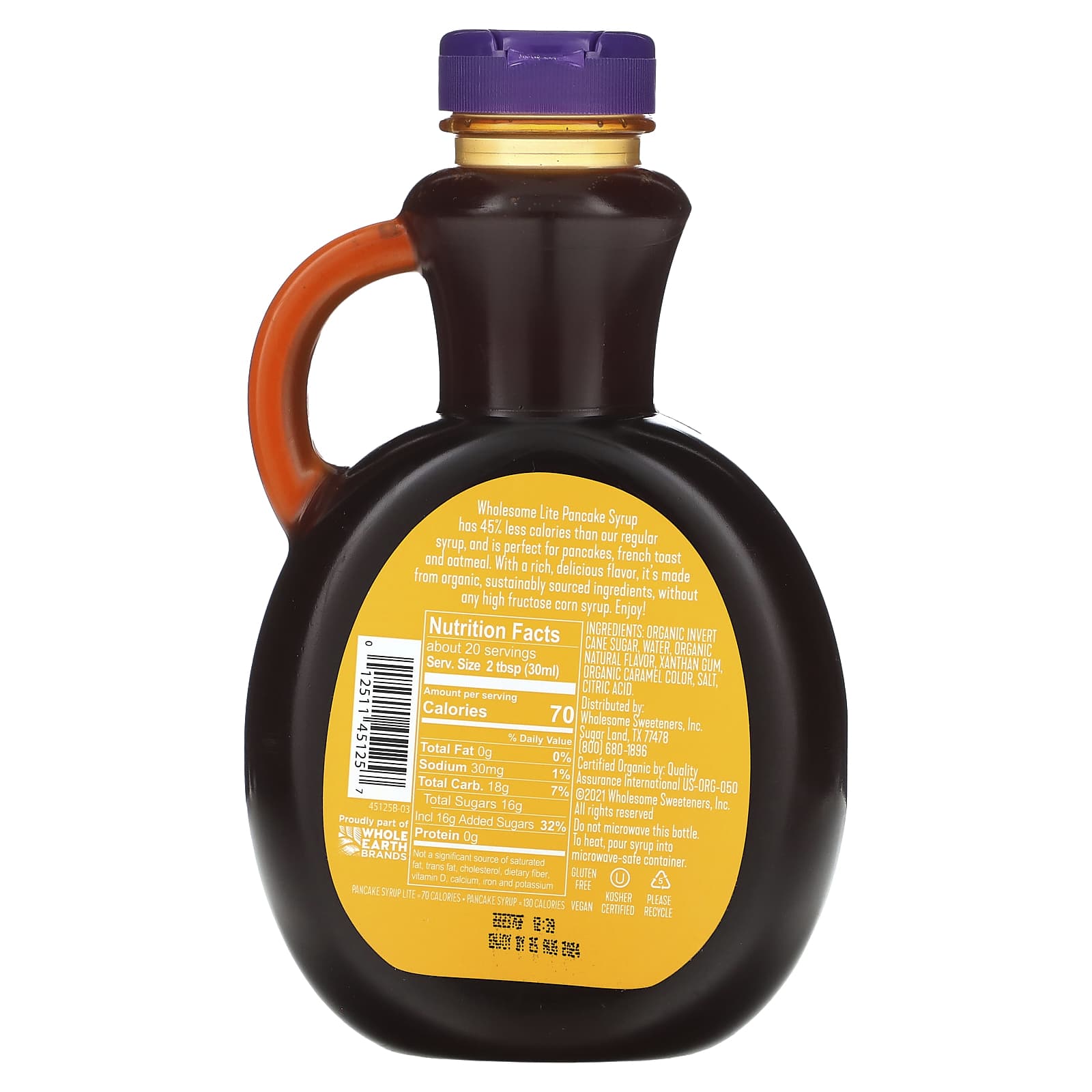 Wholesome Sweeteners, Organic Pancake Syrup, Lite, 20 fl oz (591 ml) - Image 2