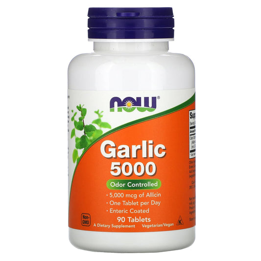 NOW Foods, Garlic 5000, 500 mg, 90 Tablets - Image 1