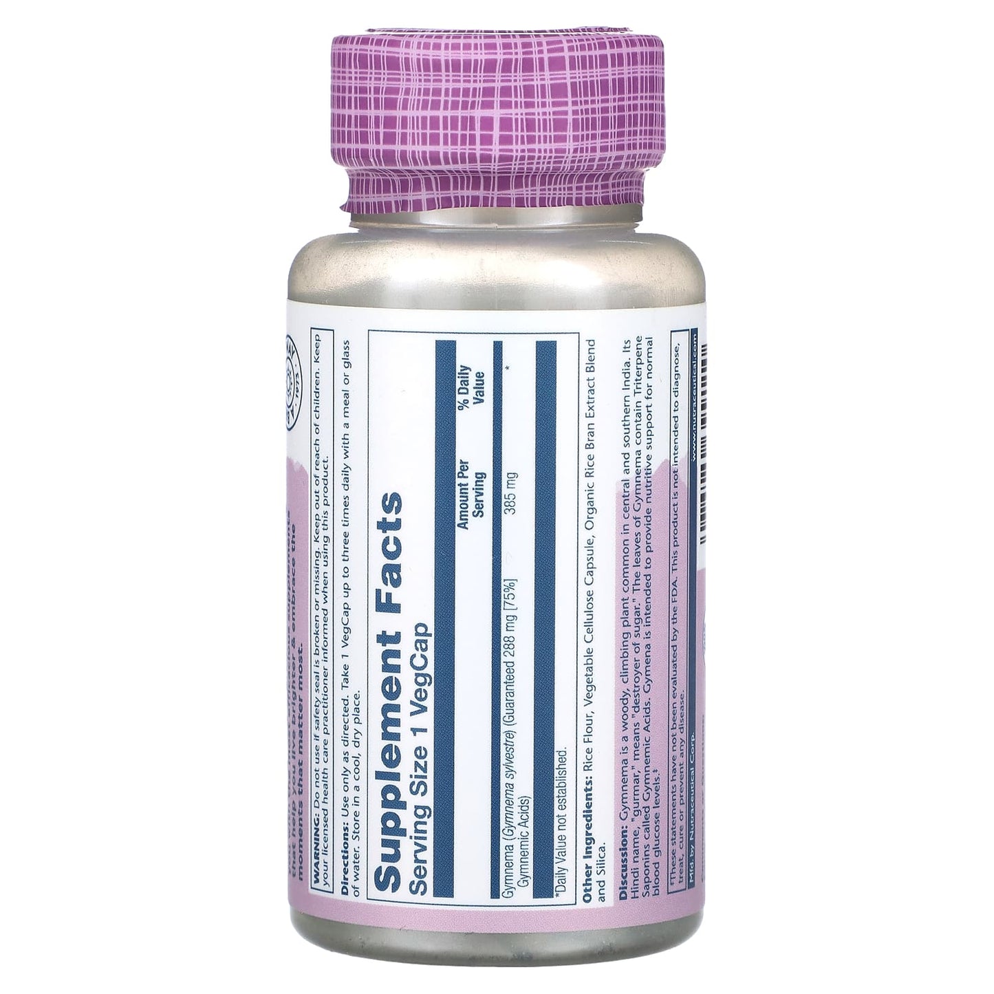 Solaray, Gymnema, Vital Extracts, 385 mg, 60 VegCaps - Image 2