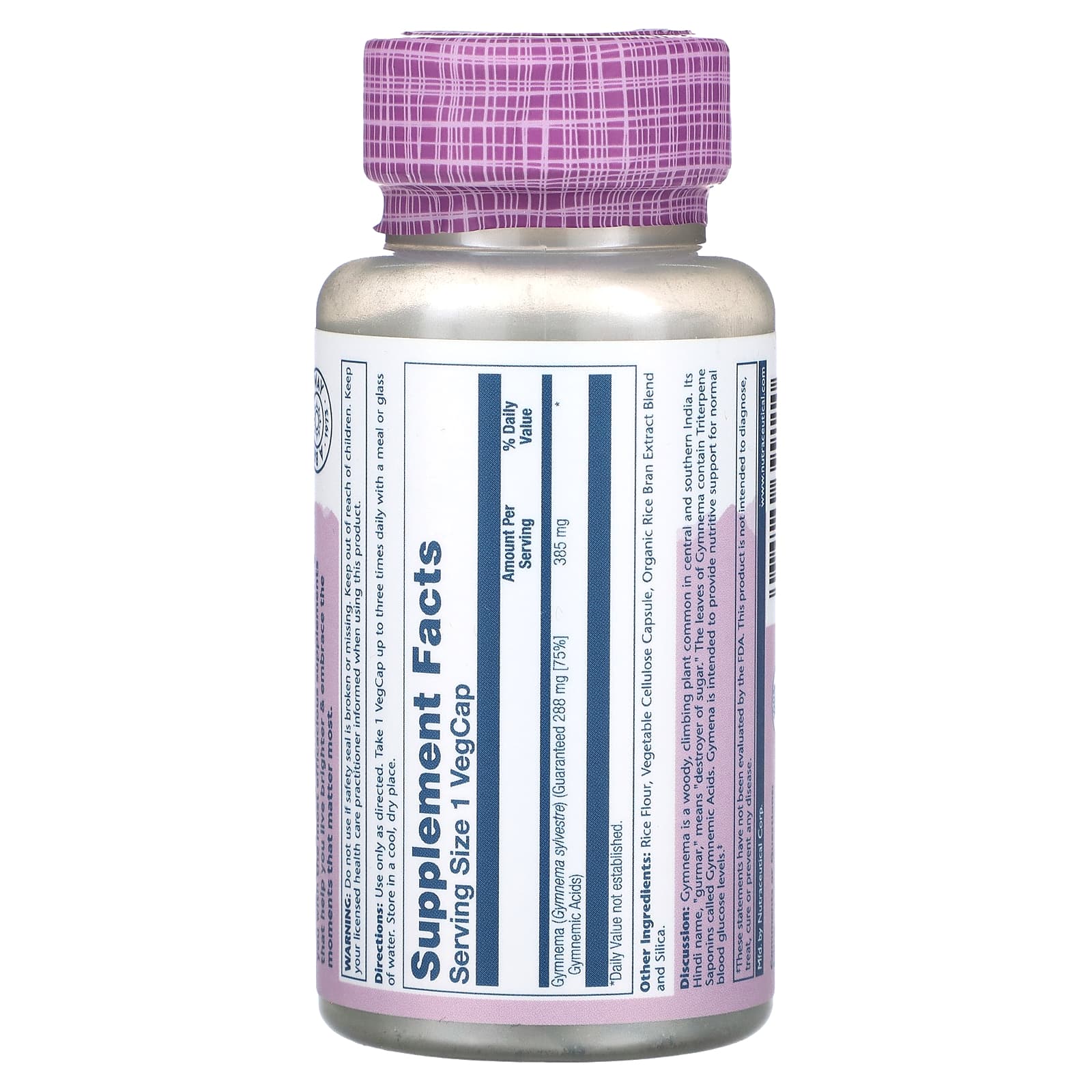 Solaray, Gymnema, Vital Extracts, 385 mg, 60 VegCaps - Image 2