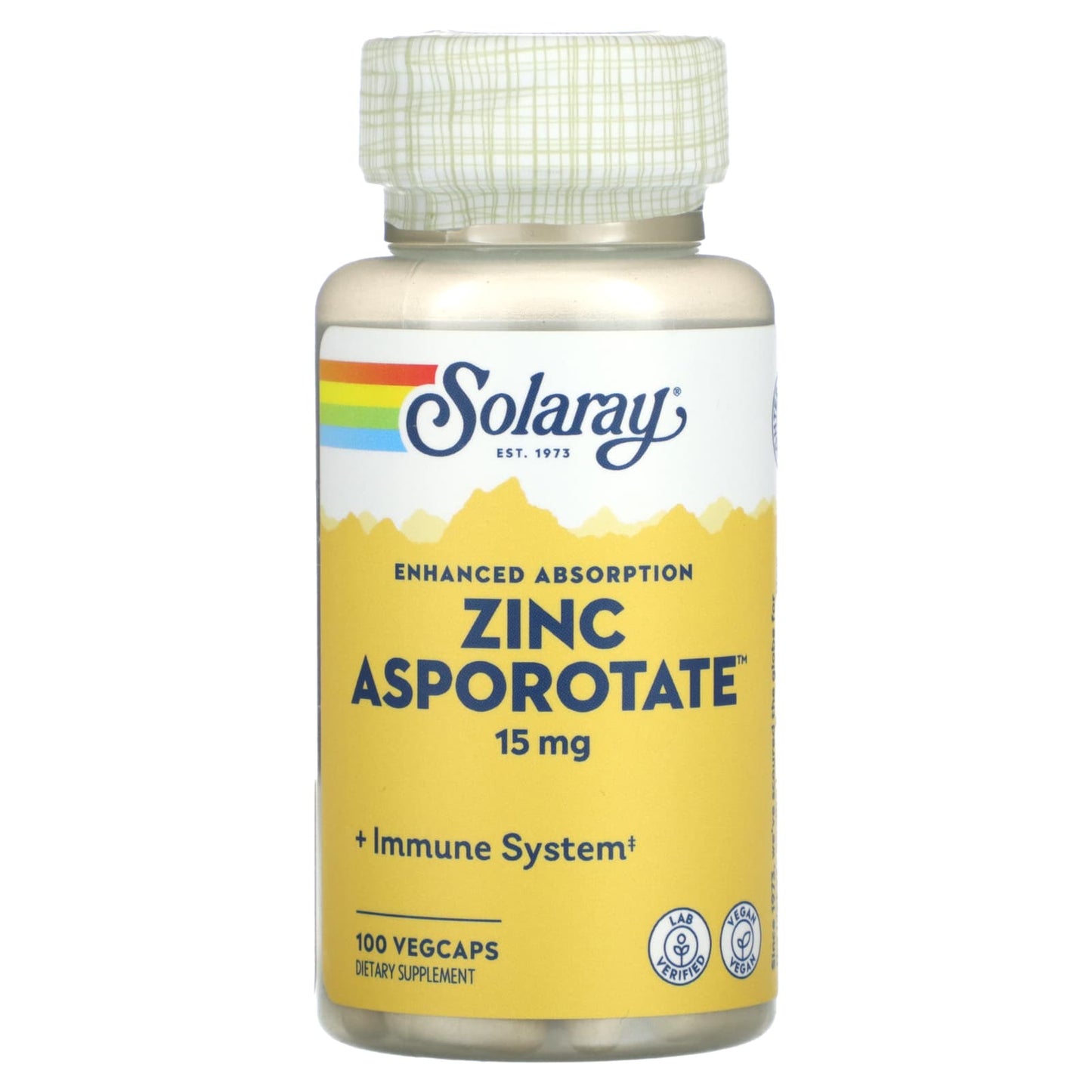 Solaray, Enhanced Absorption, Zinc Asporotate, 100 VegCaps - Image 1